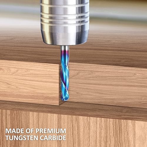 Miniatura 6 de HQMaster Brocas de enrutador CNC, fresadora de punta de bola de vástago de 14 pulgadas con revestimiento nano azul, brocas CNC en espiral para