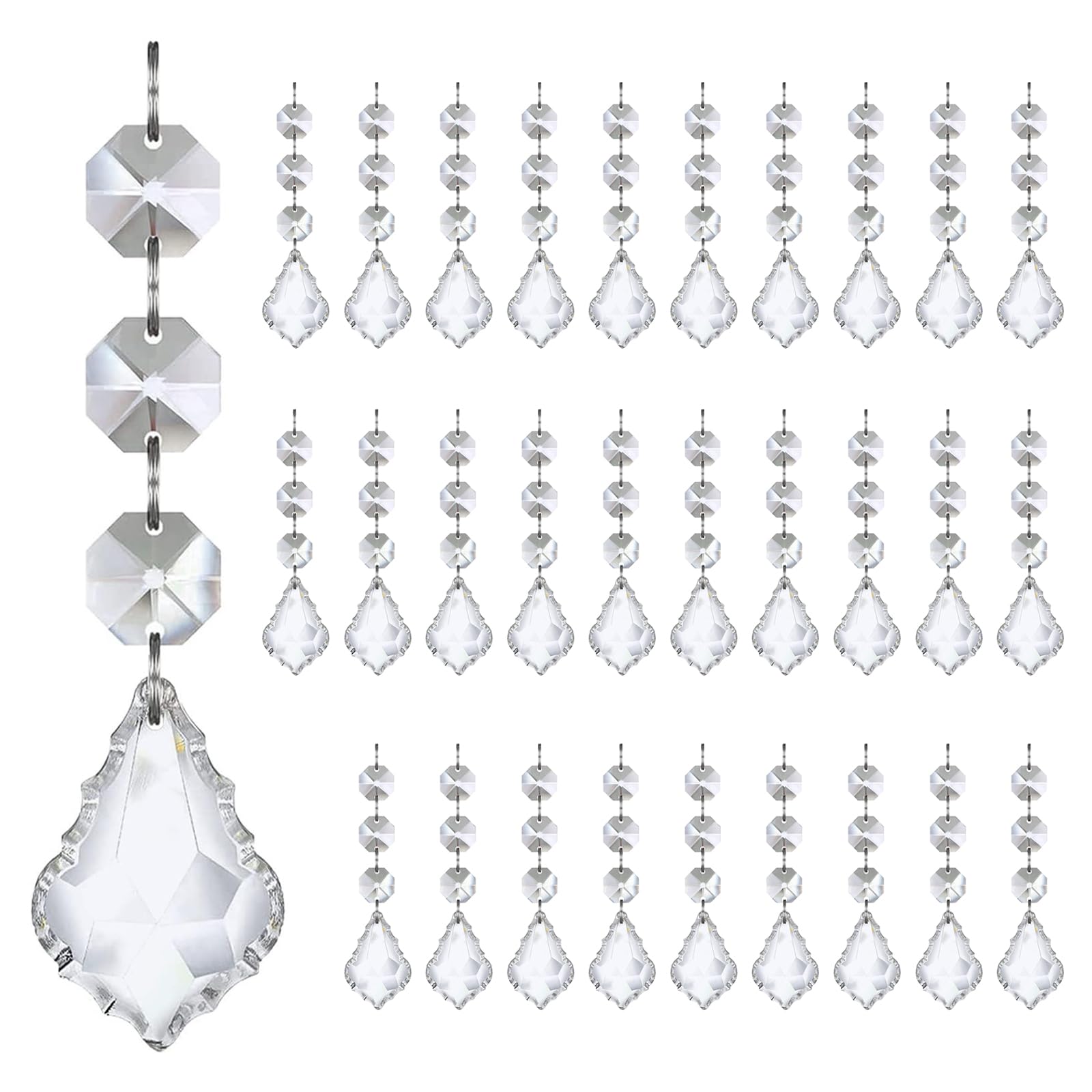 Sturdy Acrylic Snowflake Ice Sticks Christmas Decorations with Teardrop Balls, 30Pcs Clear Shatterproof Holiday Tree Ornaments Snowflake Ice Sticks Christmas Decorations