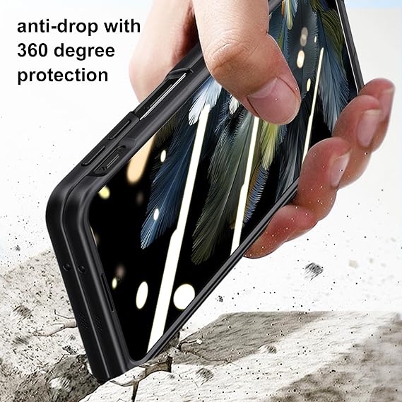 for Oneplus Open Case, Built-in Screen Protector, Full Hinge Protection, Metal Kickstand, Camera Protection, Thin & Slim Cover 5G 2023-Black
