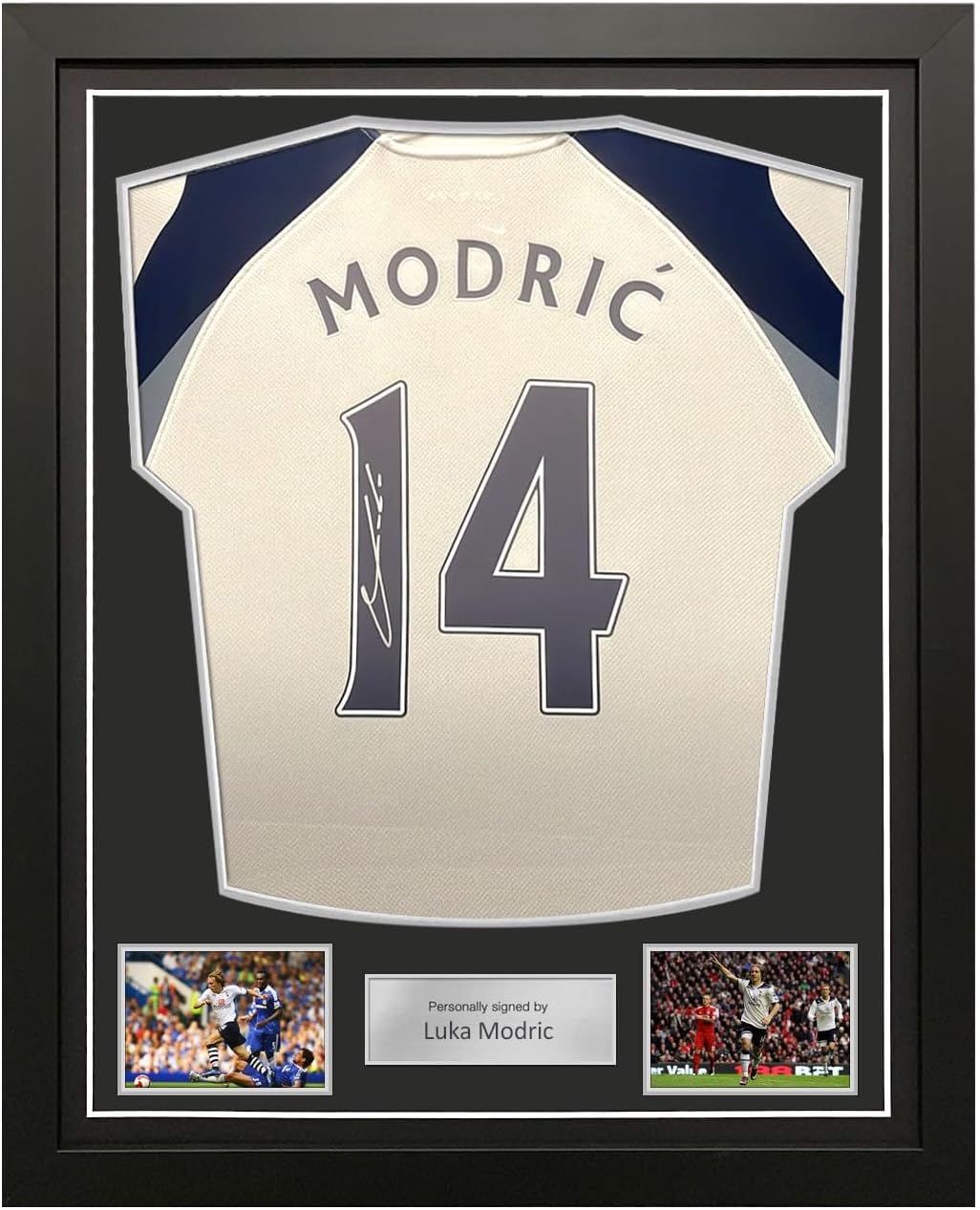 Luka Modric Signed Spurs Soccer Jersey. Standard Frame