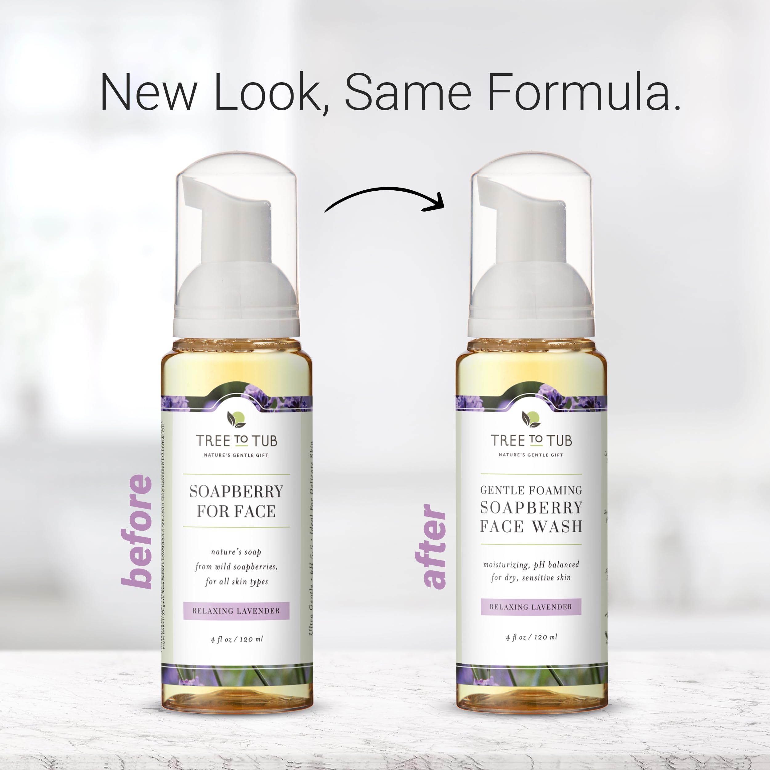 Ultra Hydrating Gentle Face Wash for Dry Skin by Tree To Tub – pH 5.5 Balanced Daily Face Wash for Sensitive Skin – Soapberry Foaming Face Wash 4 oz (2 Pack)