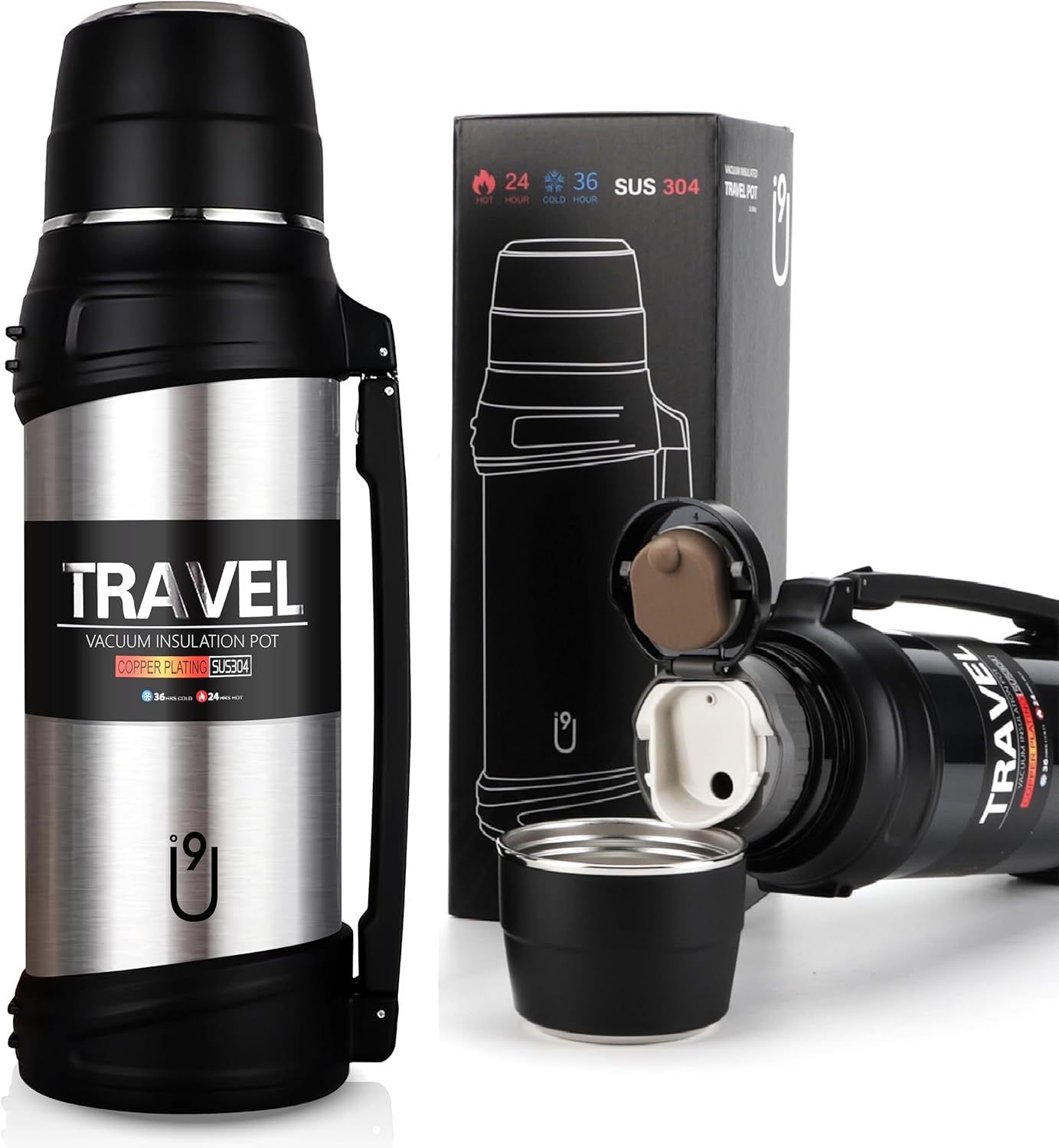 Flask for Hot Drink Large 2L Thermo Flask TripleWalled Vacuum