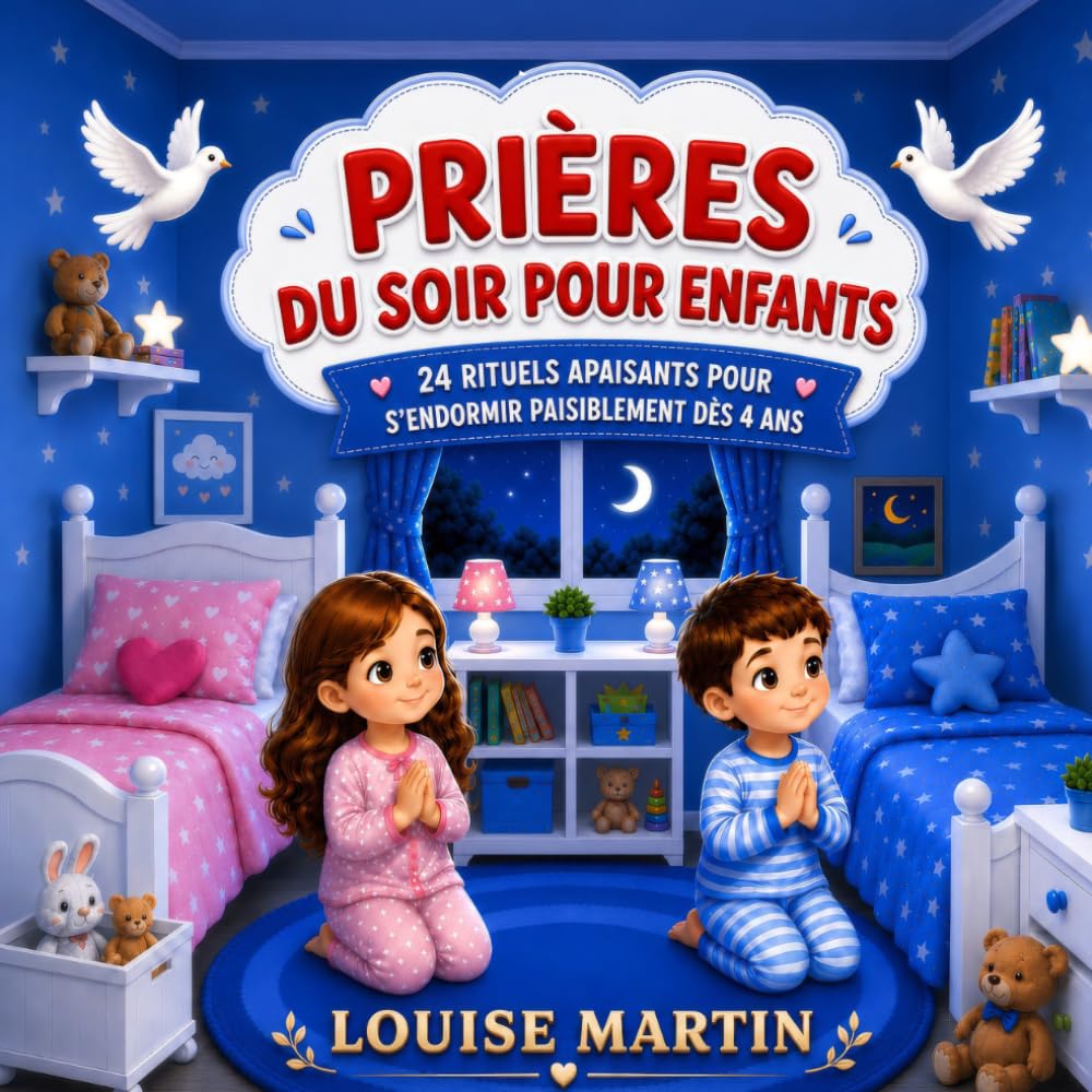 Prières du soir pour enfants 24 rituels apaisants pour s’endormir paisiblement dès 4 ans: Livre chrétien illustré inspiré de la Bible pour instaurer ... petits (Mes Livres de Prières Pour Enfants)