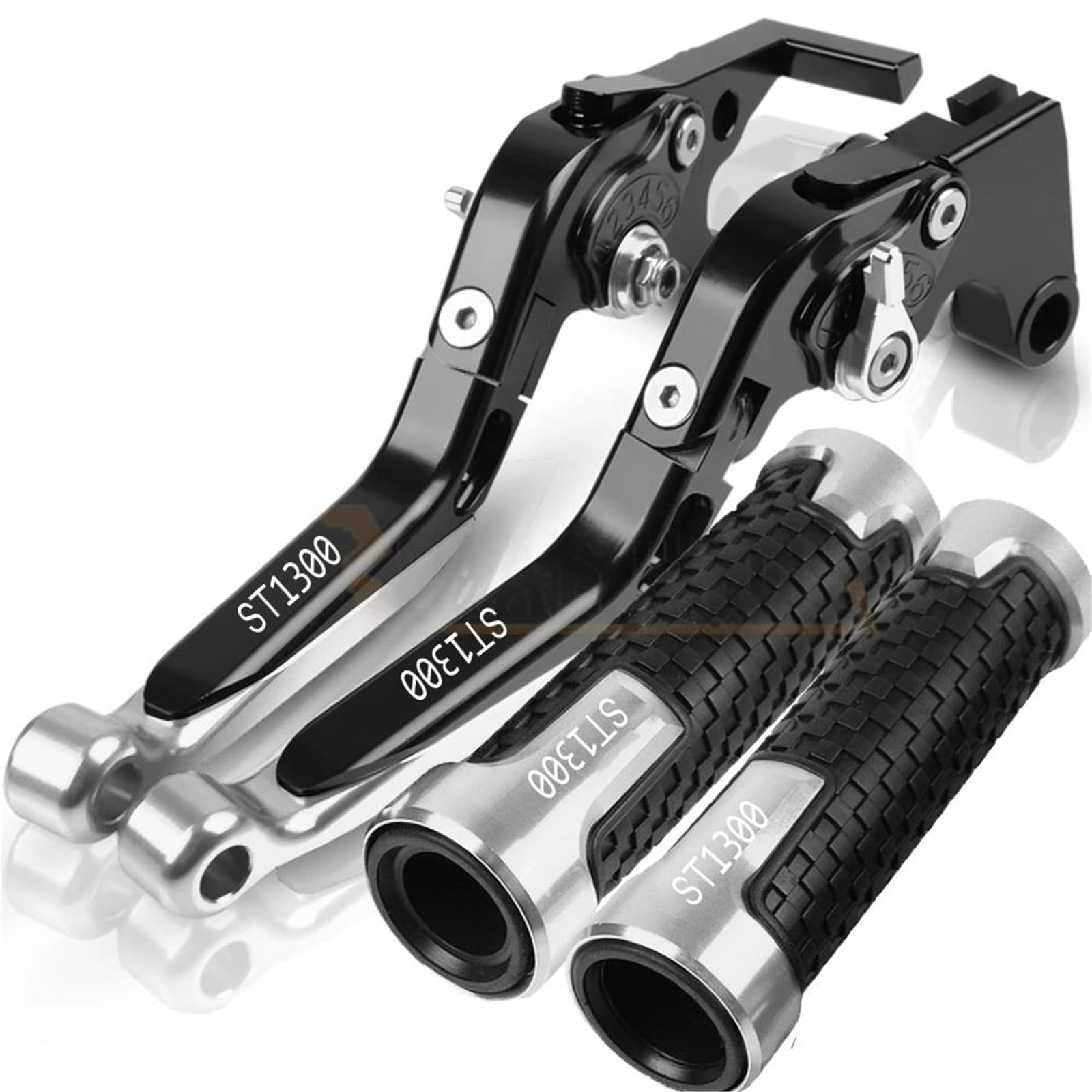 TGVSELPJ Motorcycle Part Motorcycle Extendable Adjustable Clutch Brake Levers Controller Lever Handle for H-onda ST1300 2003-2007(Black3)