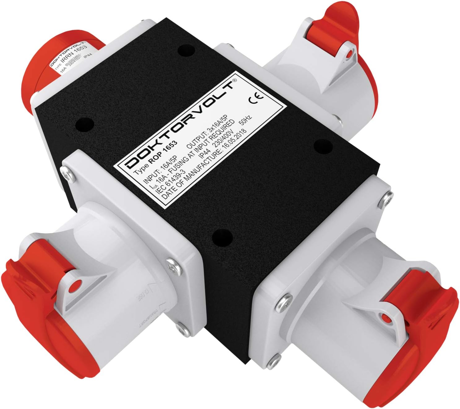 CEE Adapter 3x 16 A / 400 V power distributor building site distributor, ROP 1653 distributor 6376