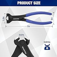 Vista 6 de WORKPRO Alicates de corte de 7 pulgadas, alicates de corte final - Acabado negro en acero cromo vanadio, pinza de corte final de alto