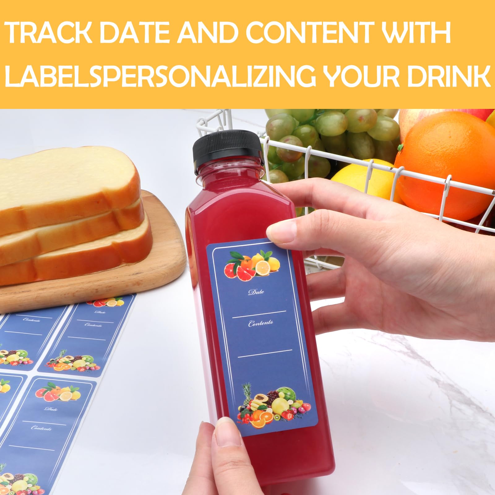Florlove - 25 botellas de jugo de 16 onzas, botellas de jugo de plástico con tapas, recipientes vacíos transparentes para bebidas con tapas para jugos, batidos, leche y otras bebidas