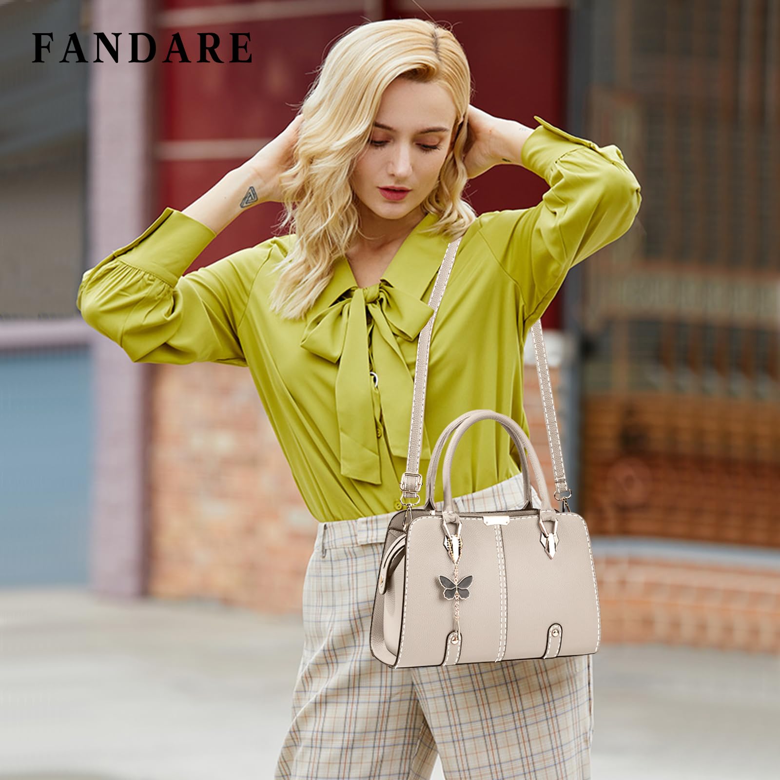 FANDARE Borsa a Mano Donna Impermeabile Borse a Spalla Borse a Tracolla Borse Tote PU Pelle Borse Messenger per Shopping Viaggio Lavoro Incontri Bianco