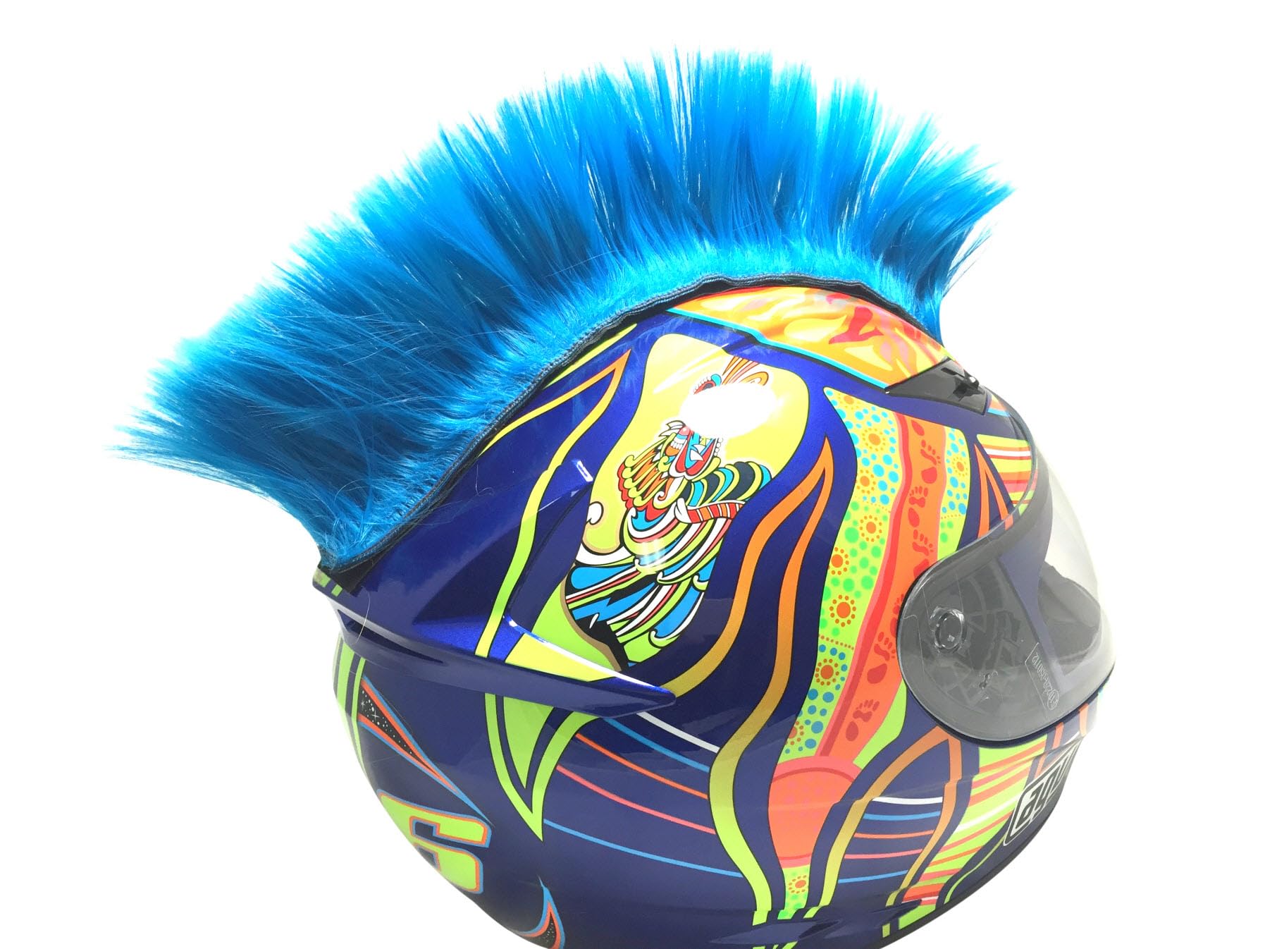 blue motorcycle helmet mohawk Hawks- Helmet w/Sticky Hook and Loop Fastener Adhesive Spring Sale Best flip-front motorcycle helmets align it on the Version:Phantom