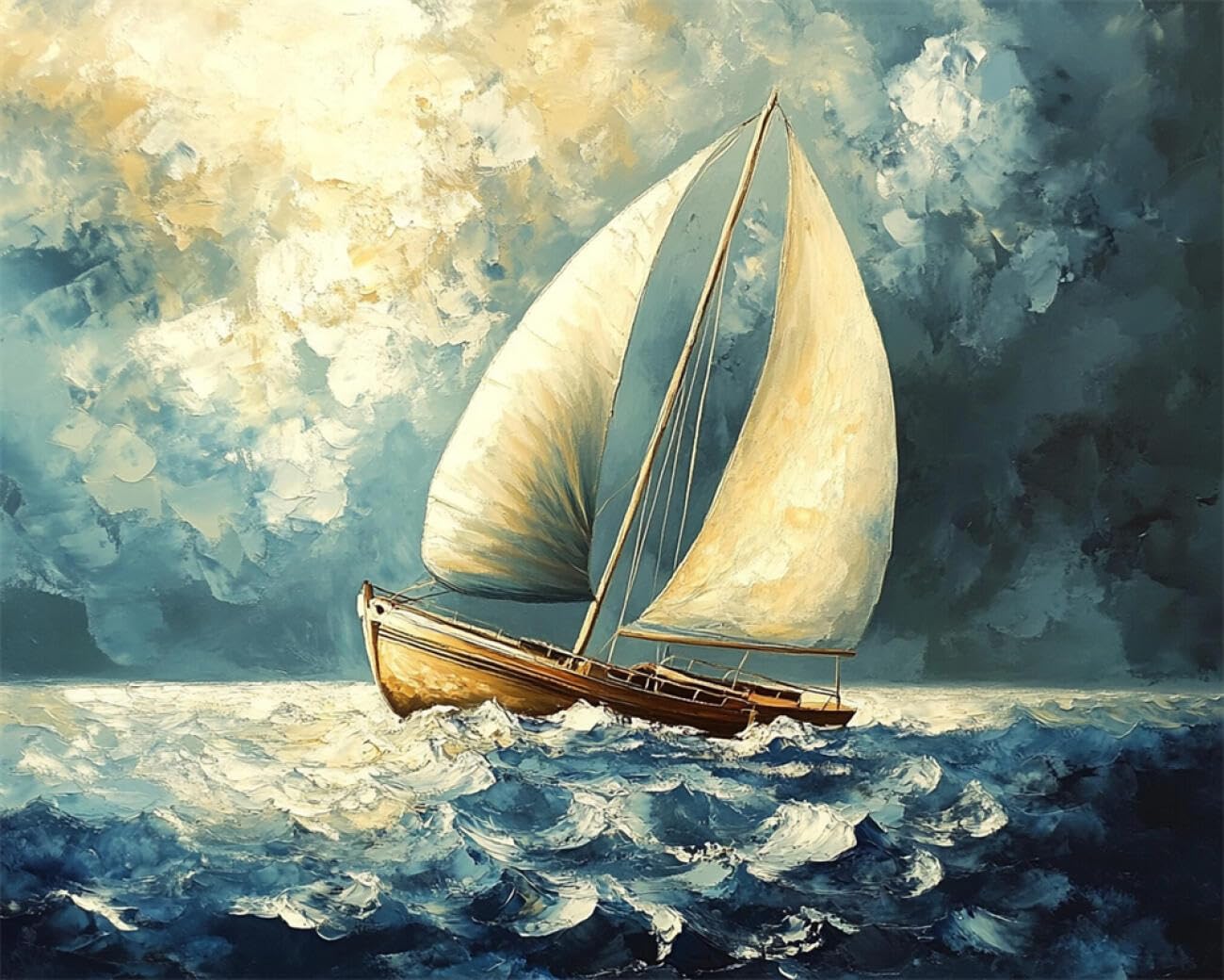RKFLGEW DIY Bead Embroidery Kit Sailboat Oil Painting 30x40cm