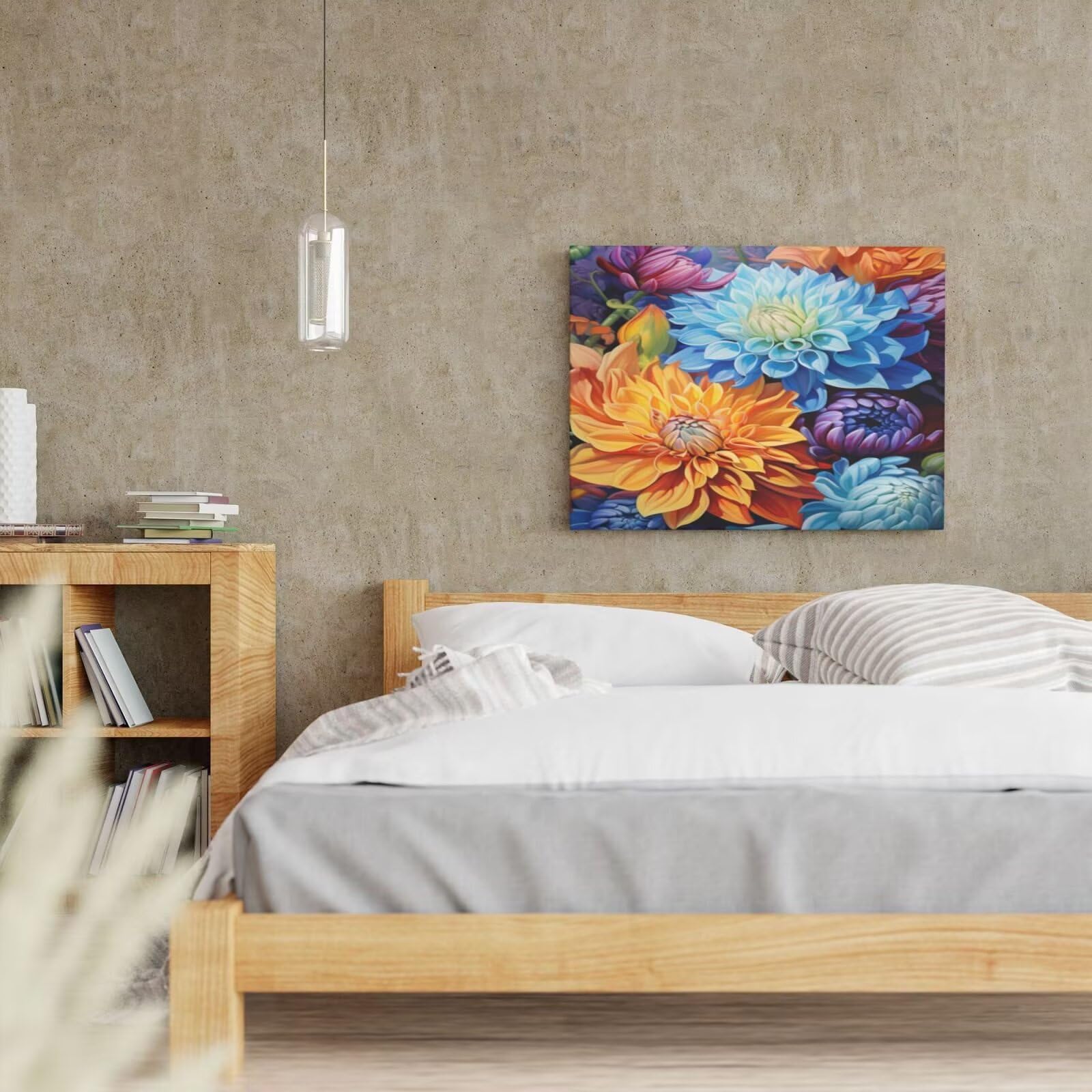 Kit per pittura con numeri per adulti, crisantemo, pittura a fiori con numeri per principianti, pittura acrilica con numeri, kit per decorazione da parete, 95 x 70 cm, senza cornice)