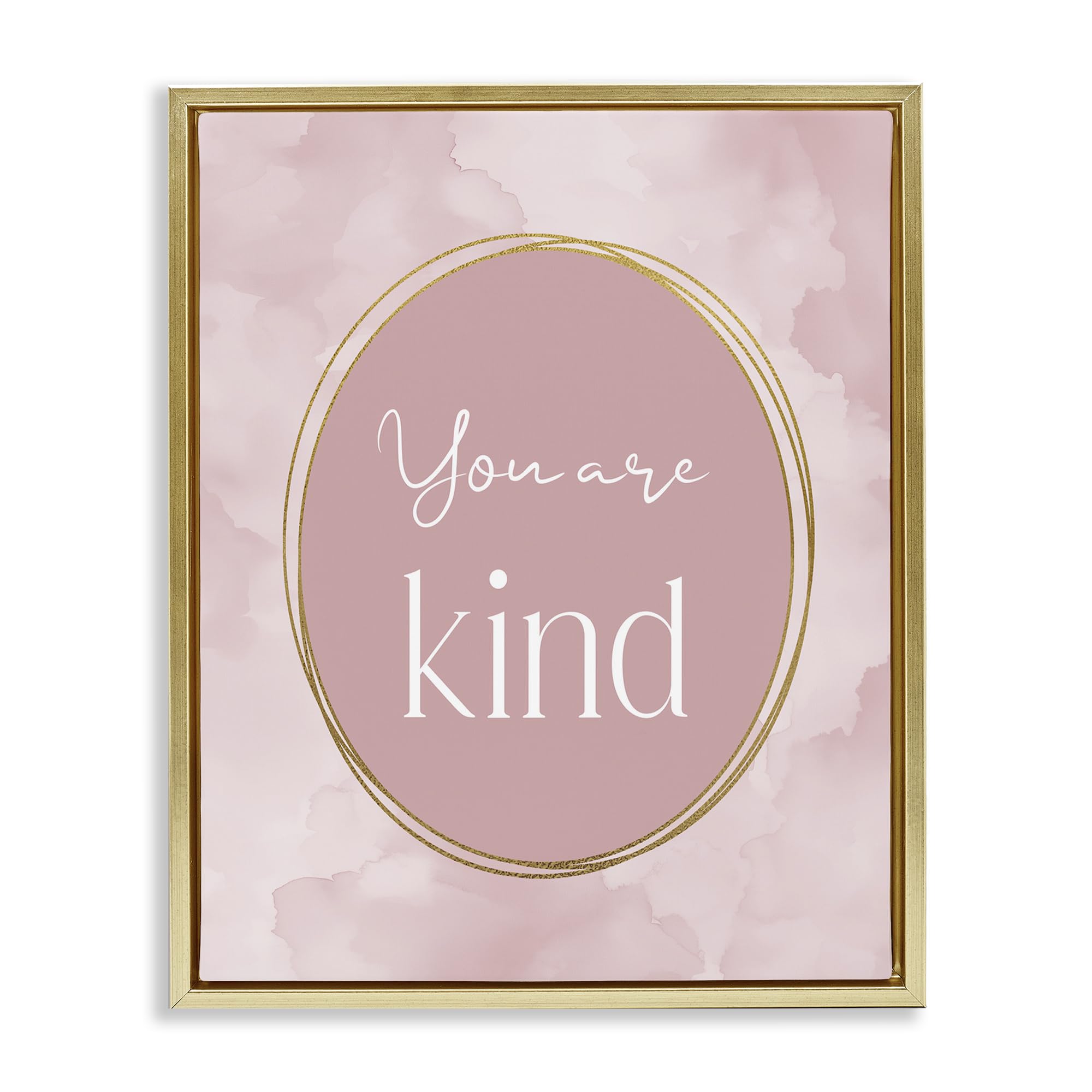 Stupell Industries You Are Kind Affirmation 'Pink Golden Affirmation', Floating Frame Canvas Art, Gold, 25 X 31 Inches, Easy To Hang And Sturdy, Made In Usa, By Christine Simpson Art
