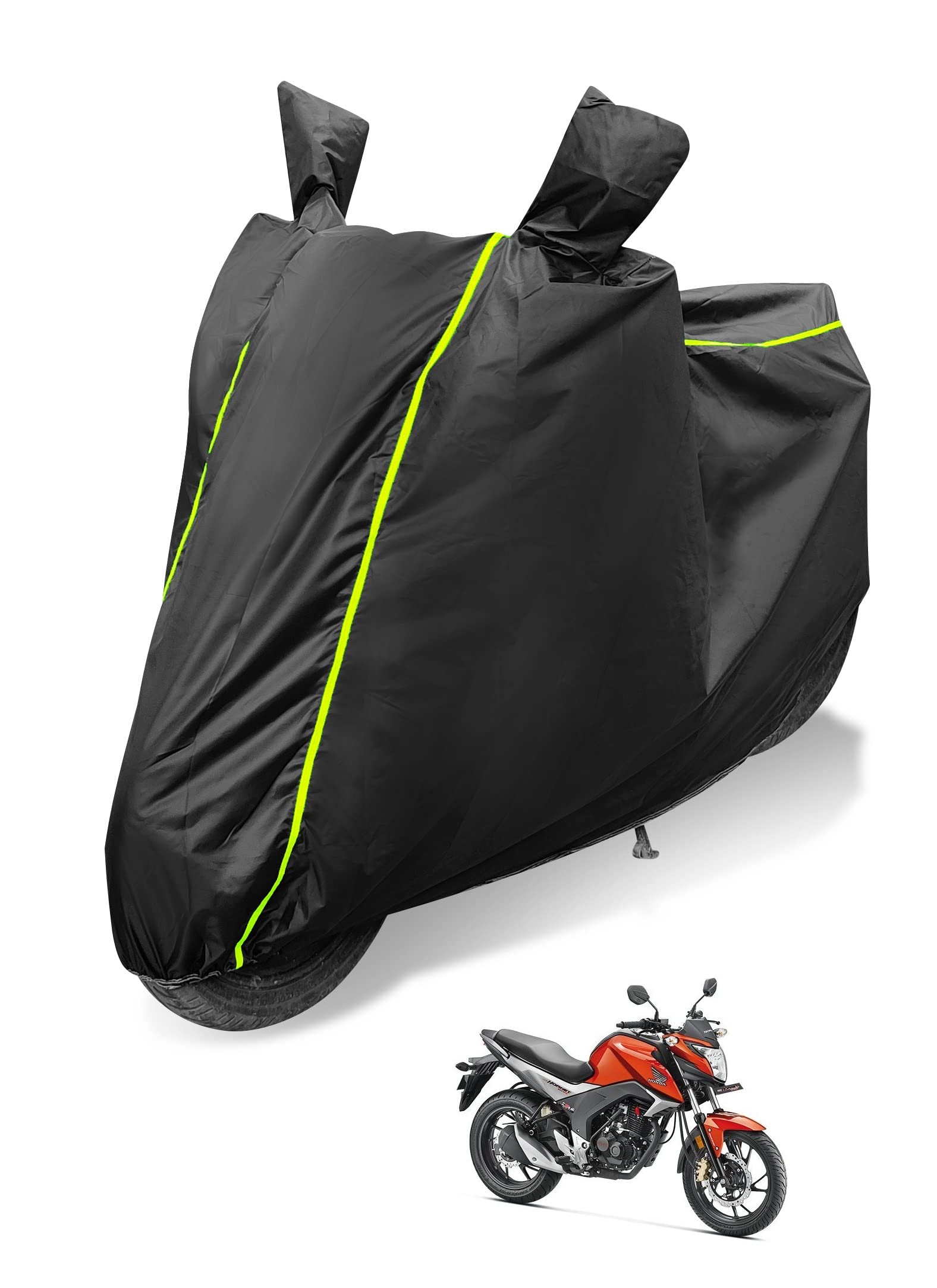 Auto Hub 100% Waterproof Bike Body Cover for CB Hornet 160 Coated, Dustproof UV Protection Custom Fit Bike Cover-(Black)