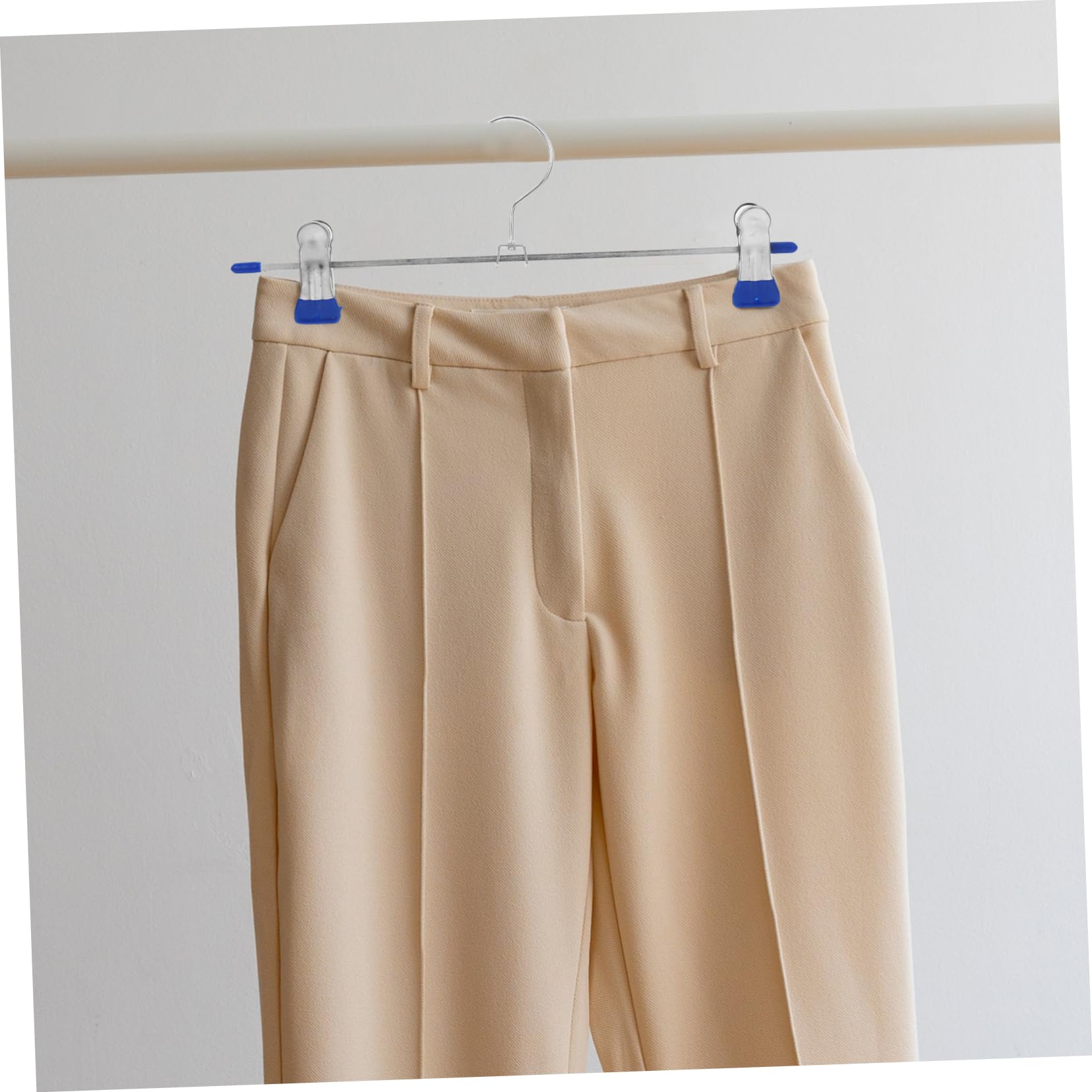 ULTECHNOVO 10pcs Metal Pants Hangers with Clips Clips for Space Saving Wardrobe Organization Swivel Hook for Easy Access for Shorts and Trousers