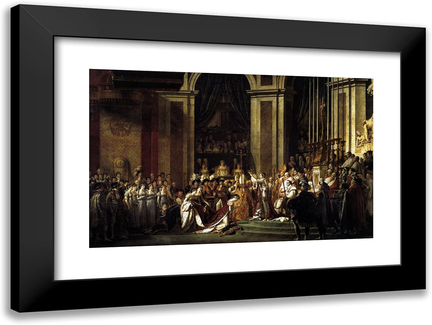 ArtDirect David, Jacques-Louis 24x18 Gold Ornate Framed Art Print with Double Matting Titled: Consecration of the Emperor Napoleon I and Coronation of the Empress Josephine