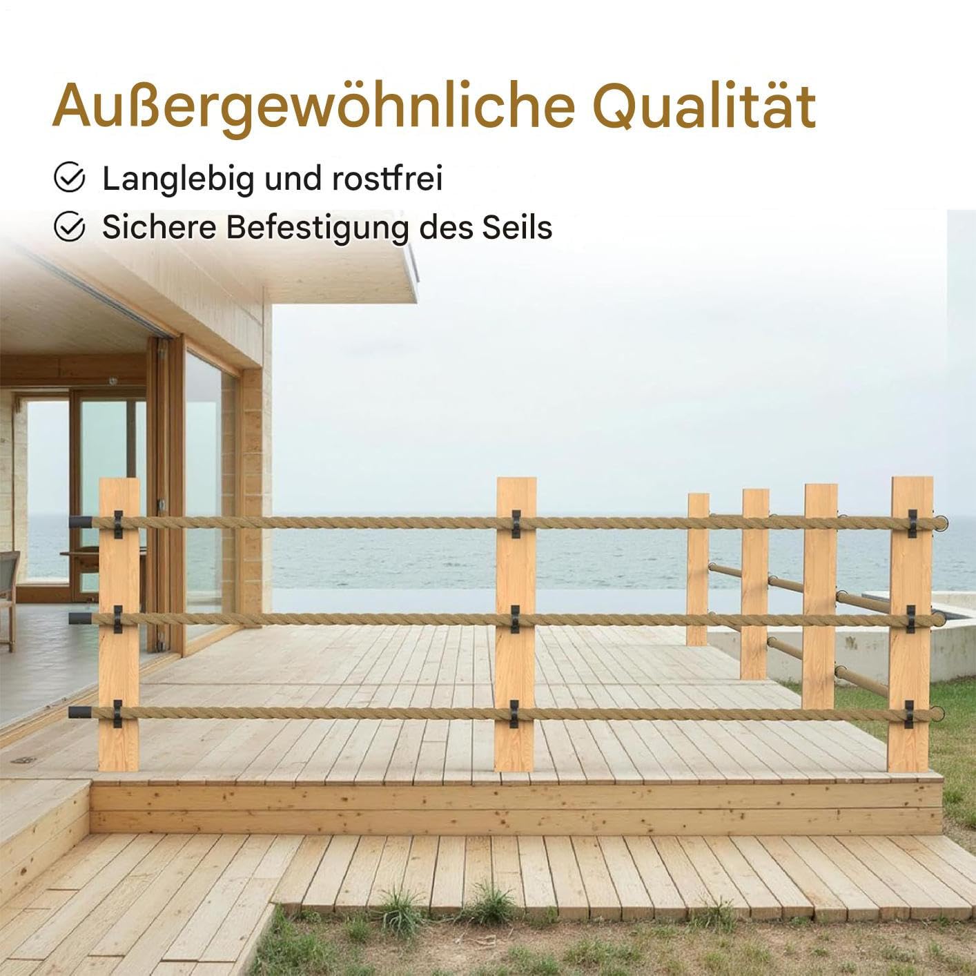 Seilhalter Set, 5 Schwarze Seilhalters, 850g Seilhalterungs-Set, Robuste Kabel & Seilbefestigung mit Schrauben, Sicher Stabil Vielseitige Wand Deckenhalterung für Büro, Garten, Industrie