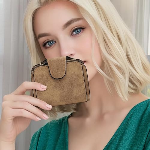 Miniatura 6 de Cartera de piel sintética para mujer, elegante cartera con múltiples ranuras para tarjetas, bolsillo con cremallera, compartimento para efectivo,