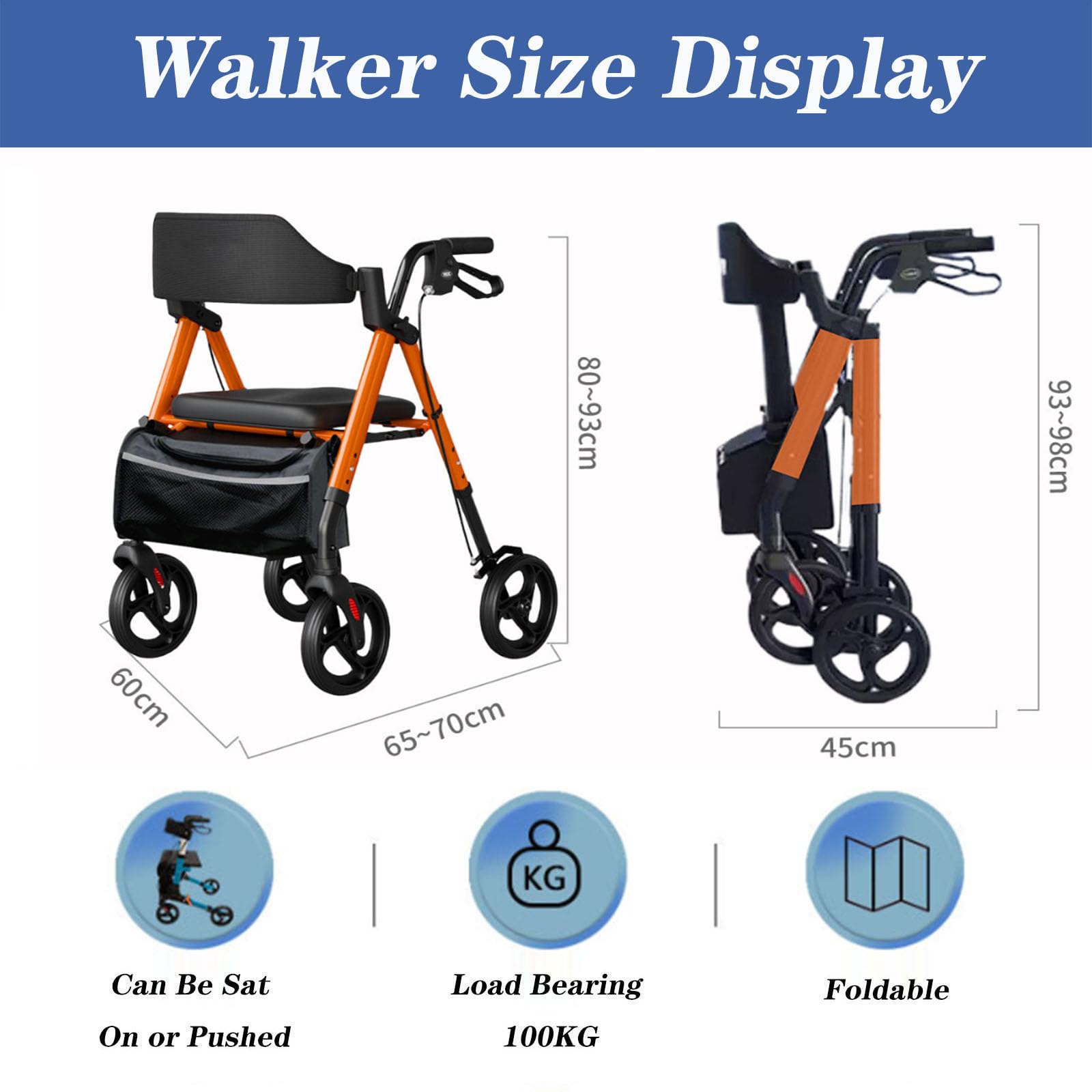 SFKLYU Chodziki Terenowe Lekki Aluminiowy Chodzik Mobility Walking Aid Oparcie Z Regulowanymi Na Wysokość Uchwytami I Oparciem Dla Seniorów I Dorosłych