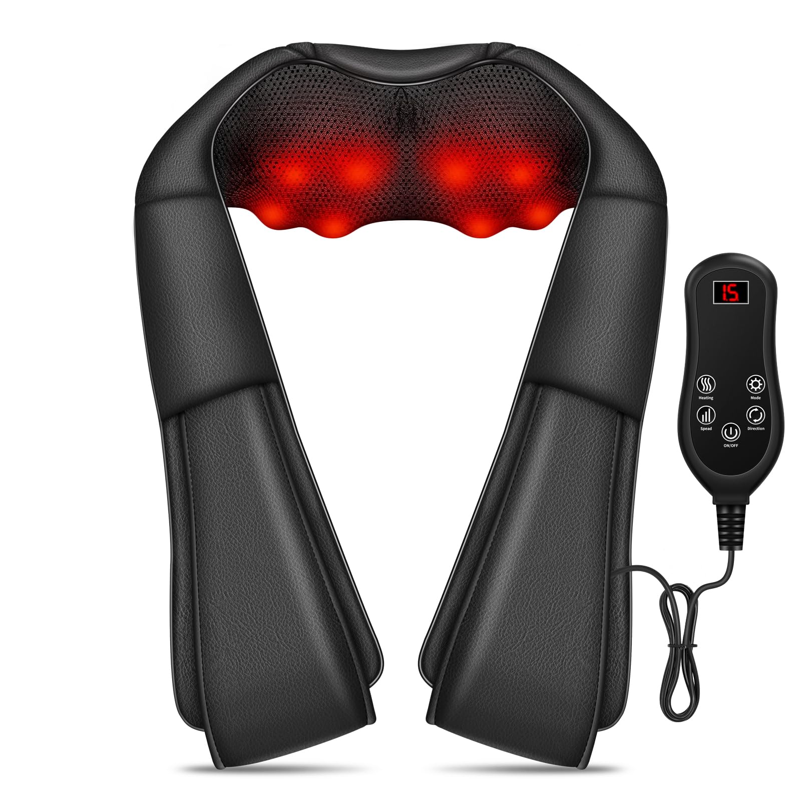 iKristin Neck Massager Back Massage with Heat,Shiatsu Shoulder Massager for Neck,Back,Shoulder,Foot and Leg Muscle Pain Relief,Electric Deep Tissue 3D Kneading Massager,Gifts for Women Men Mom Dad