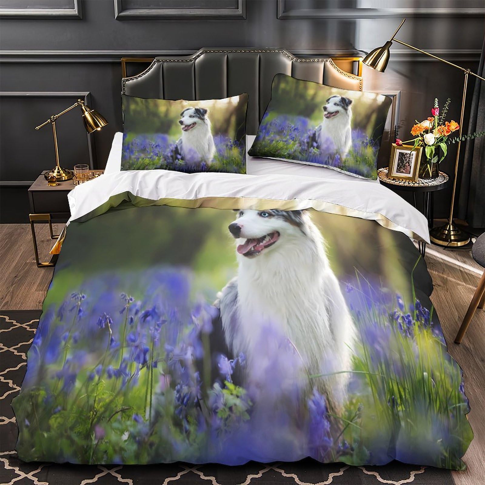 Bluebell Flowers Duvet Cover 3D Design Printed Hypoallergenic 3 Pcs Bedding Set Zipper Nature Photography Quilt Cover Luxury Breathable for Teens Kids Adults Women Youth Teenagers Single（135x200cm）