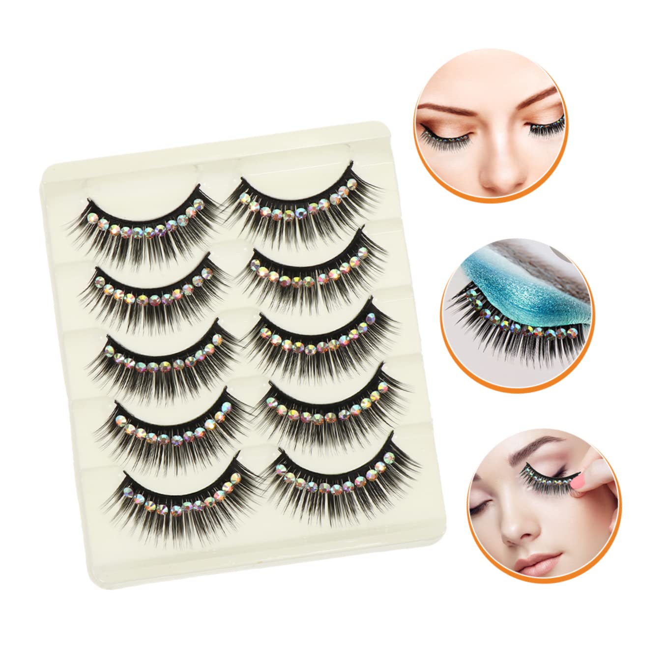 LALAFINA Wimpern Strass 50 Paar Diamant-falsche Wimpern Farbige Strasssteine Künstliche Wimpern Natürliche Falsche Wimpern Natürlicher Look Falsche Wimpernverlängerungen Hallow Comics Chemiefaser