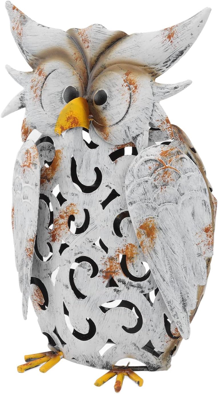 Tefola Solar Metal Animal Lights Garden Sculptures Art Decor, Solar Light Owl Shape Vivid Lifelike IP55 Waterproof Iron Solar Decorative Light for Garden Lawns Patios