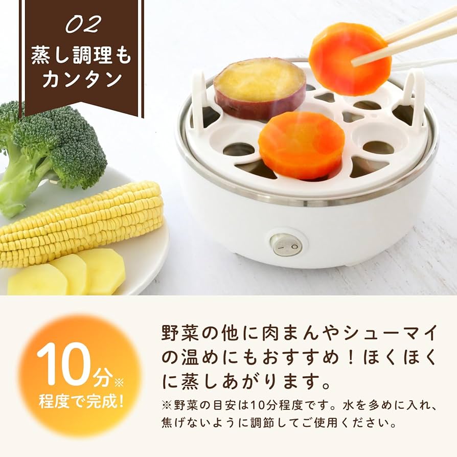 ゆで卵メーカー 6個用 クリーム色と銀色 007570261.jpg