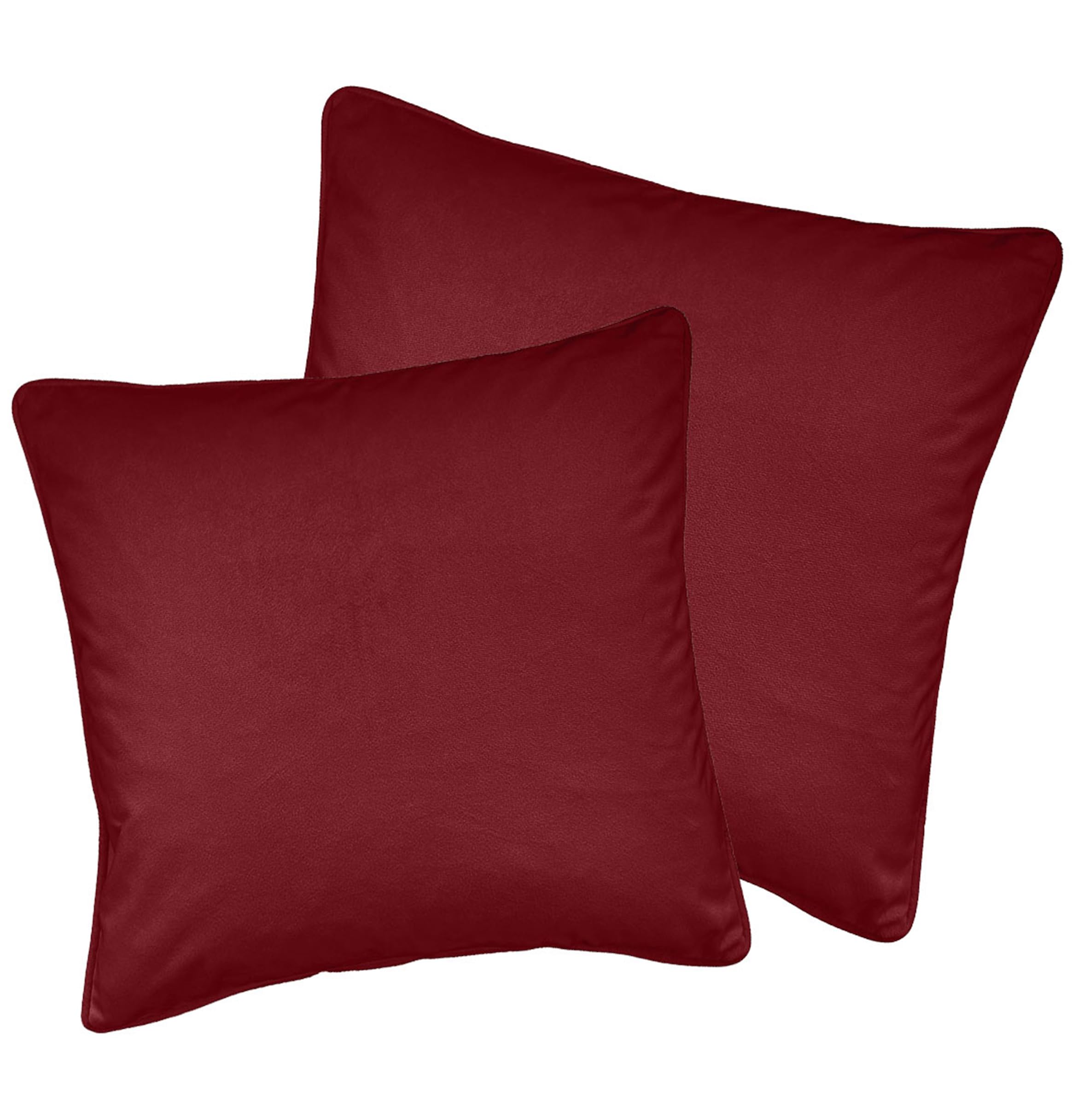 Enhanced Living Red Pair Of Plain Velvet Cushion Covers 55X55cm – Soft Velvet Fabric With Piped Edge – Double-Sided, Zip Opening – Covers Only, No Inserts