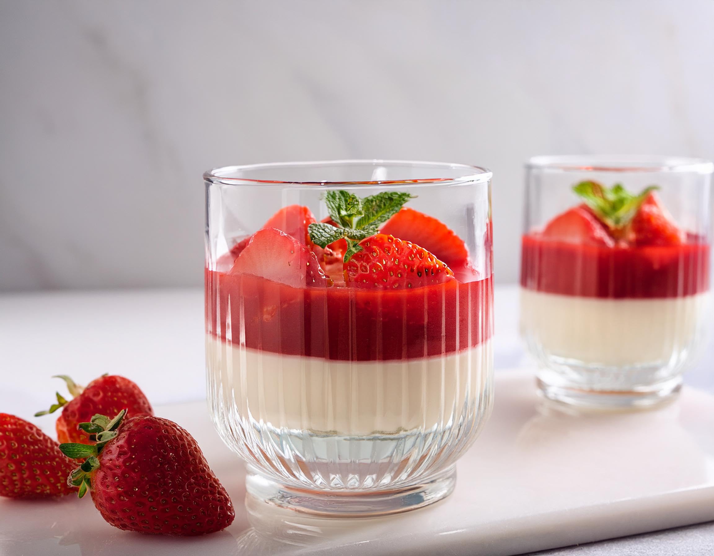 Glasmark KROSNO 1992 Tazze Da Dessert 6 Pezzi In Vetro Trasparente Coppe Da Gelato Striati 290 ml