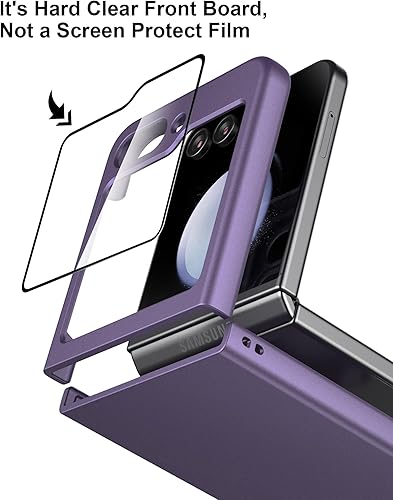 Miniatura 6 de Eastcoo Funda delgada para Galaxy Z Flip 5, película de pantalla frontal dura transparente incorporada + parte trasera de policarbonato duro
