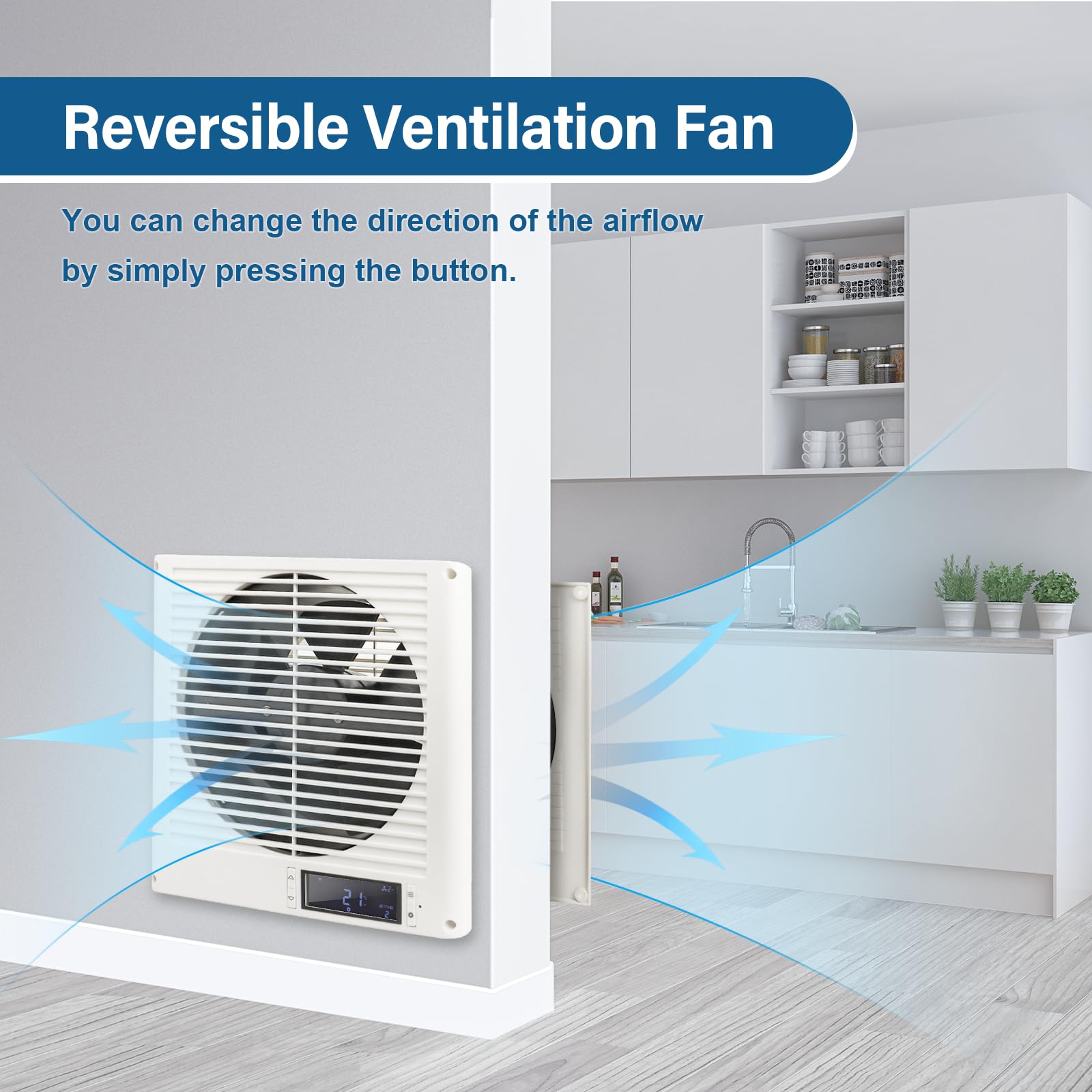 Ventilateur de ventilation 16W 20,3 cm 350 CFM 10 vitesses flux d'air bidirectionnel