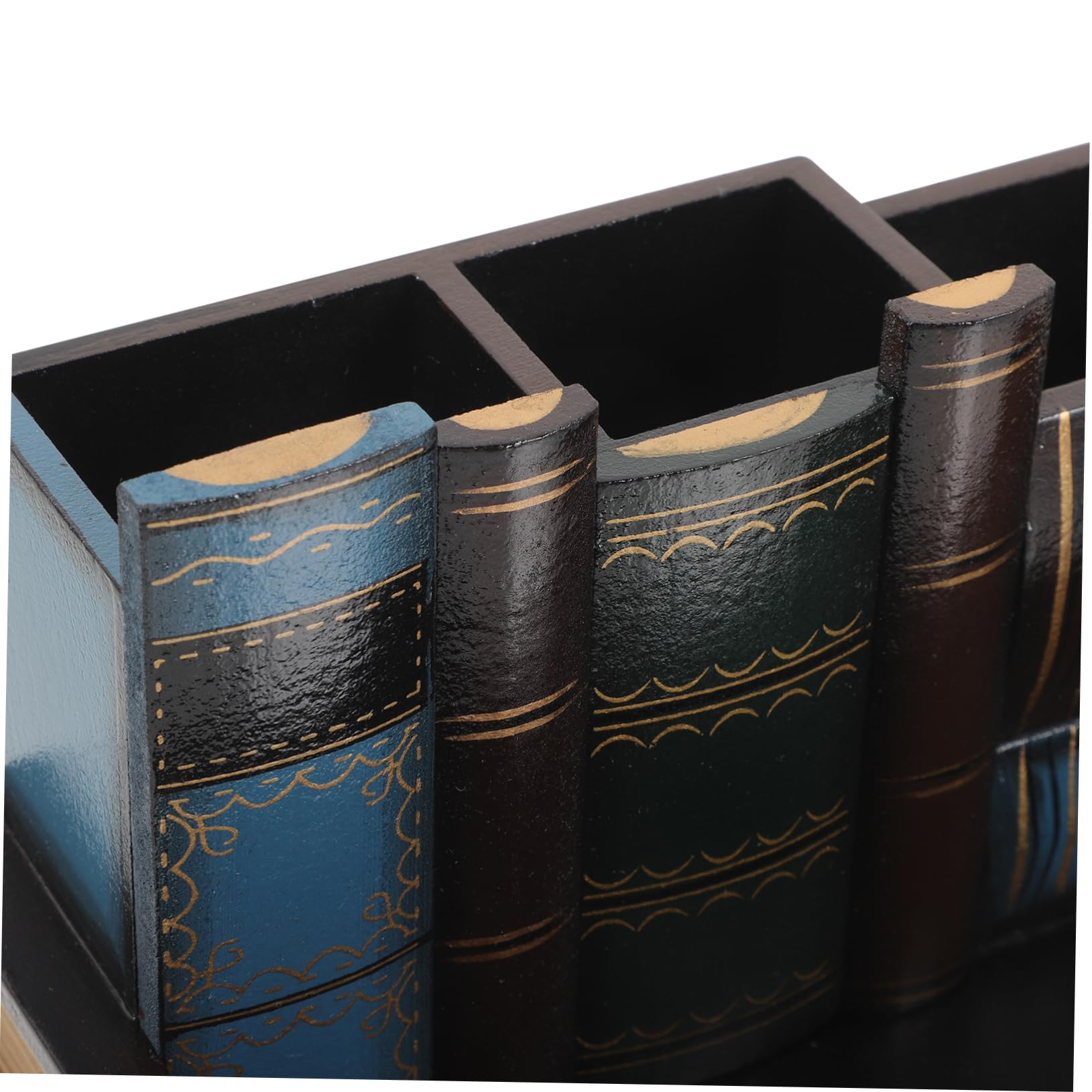 Portapenne da Scrivania in Legno Portapenne Stile Libro Retrò Organizer Adatto per Casa Ufficio Studio