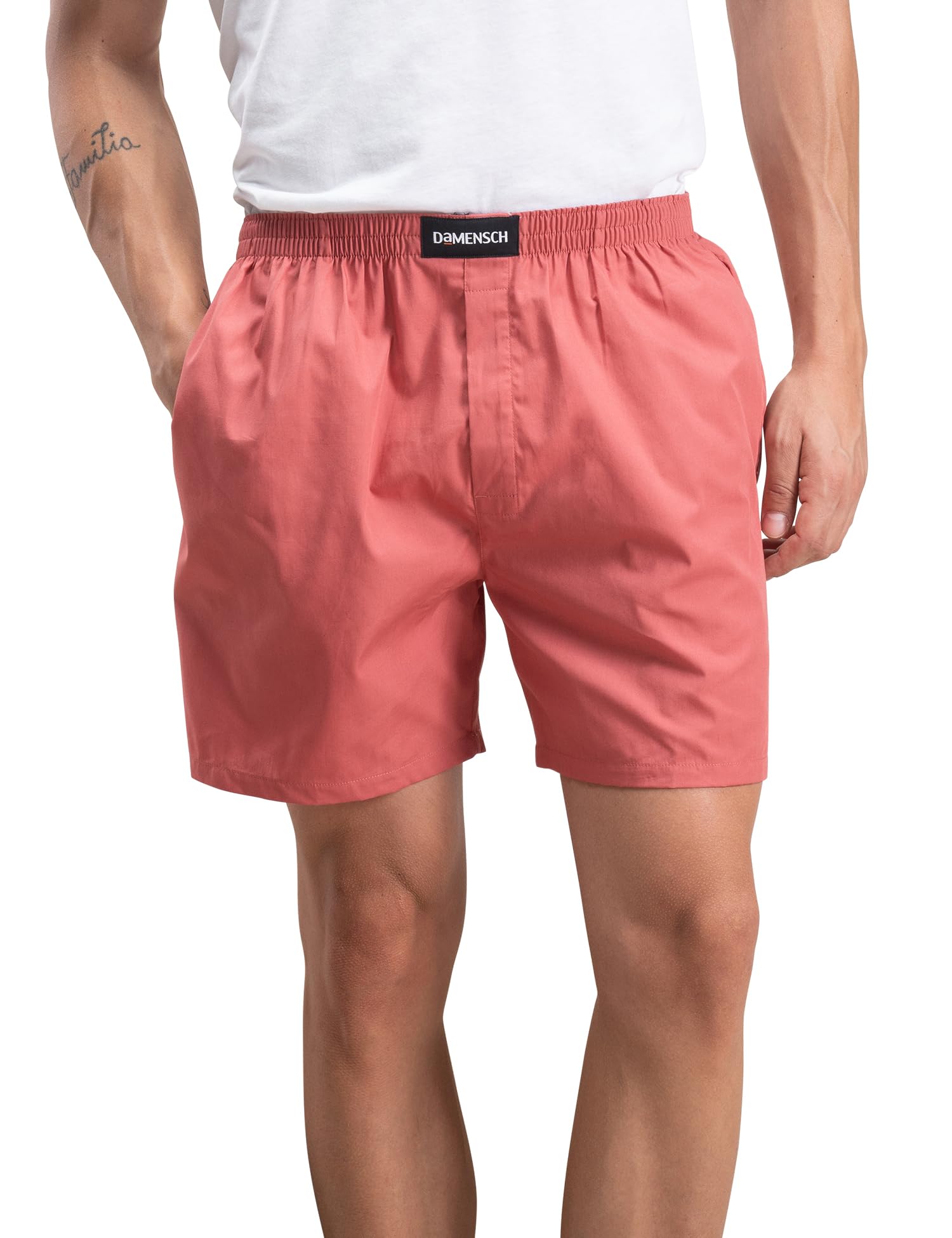 DAMENSCH Regular Fit Solid 100% Soft & Durable Cotton Boxer Shorts Dual Pockets Anti-Bacterial Moisture Wicking Microfibre Waistband Ultra-Light Boxers for Men