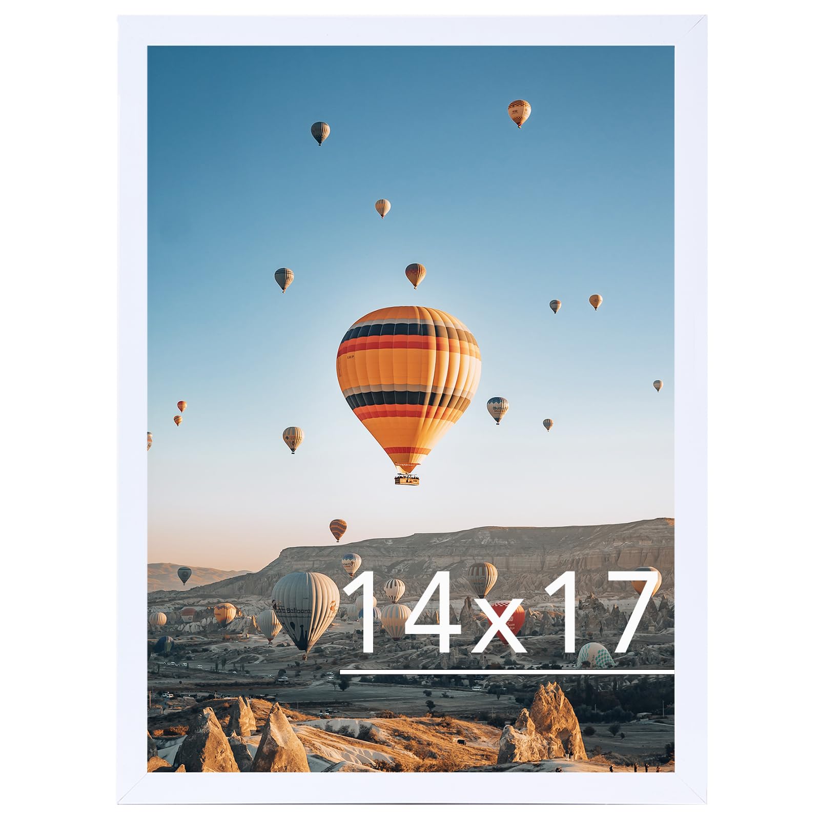 JCJMY 14x17 Picture Frame White for Poster Photo Picture, Horizontal and Vertical Formats for Wall Hanging, 14 x 17 Wall Gallery Poster Photo Frame for 14 by 17 Photos Posters, White