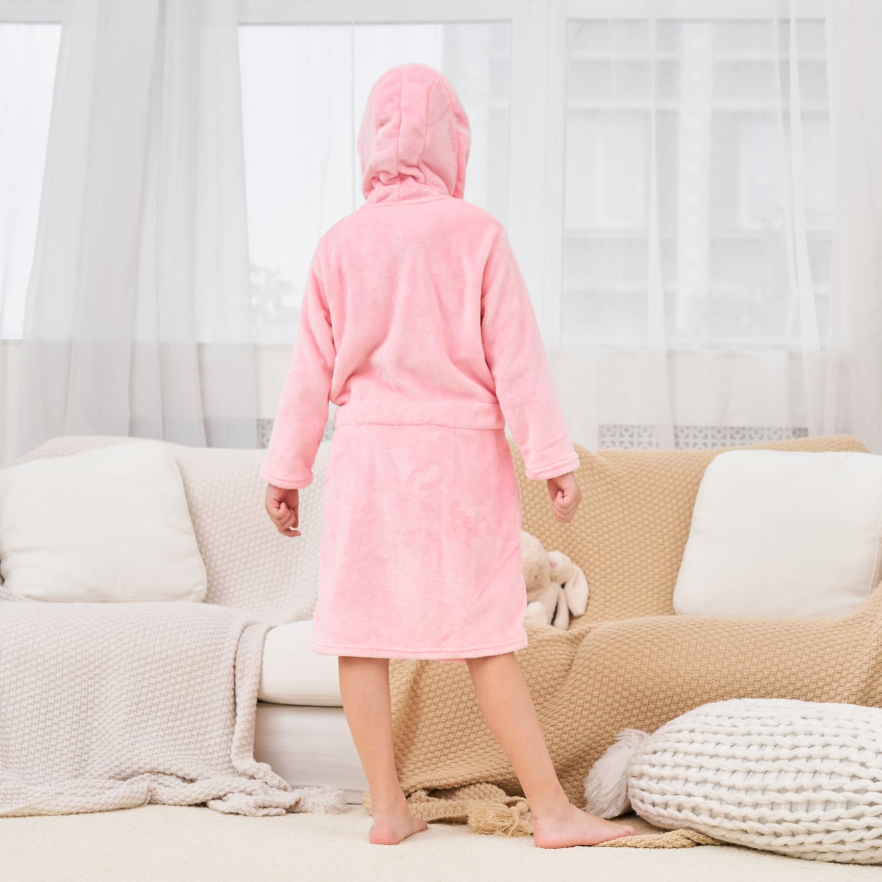 Peignoir à Capuche Doux pour Filles Molleton Robe de Chambre Vêtements de nuit Enfants