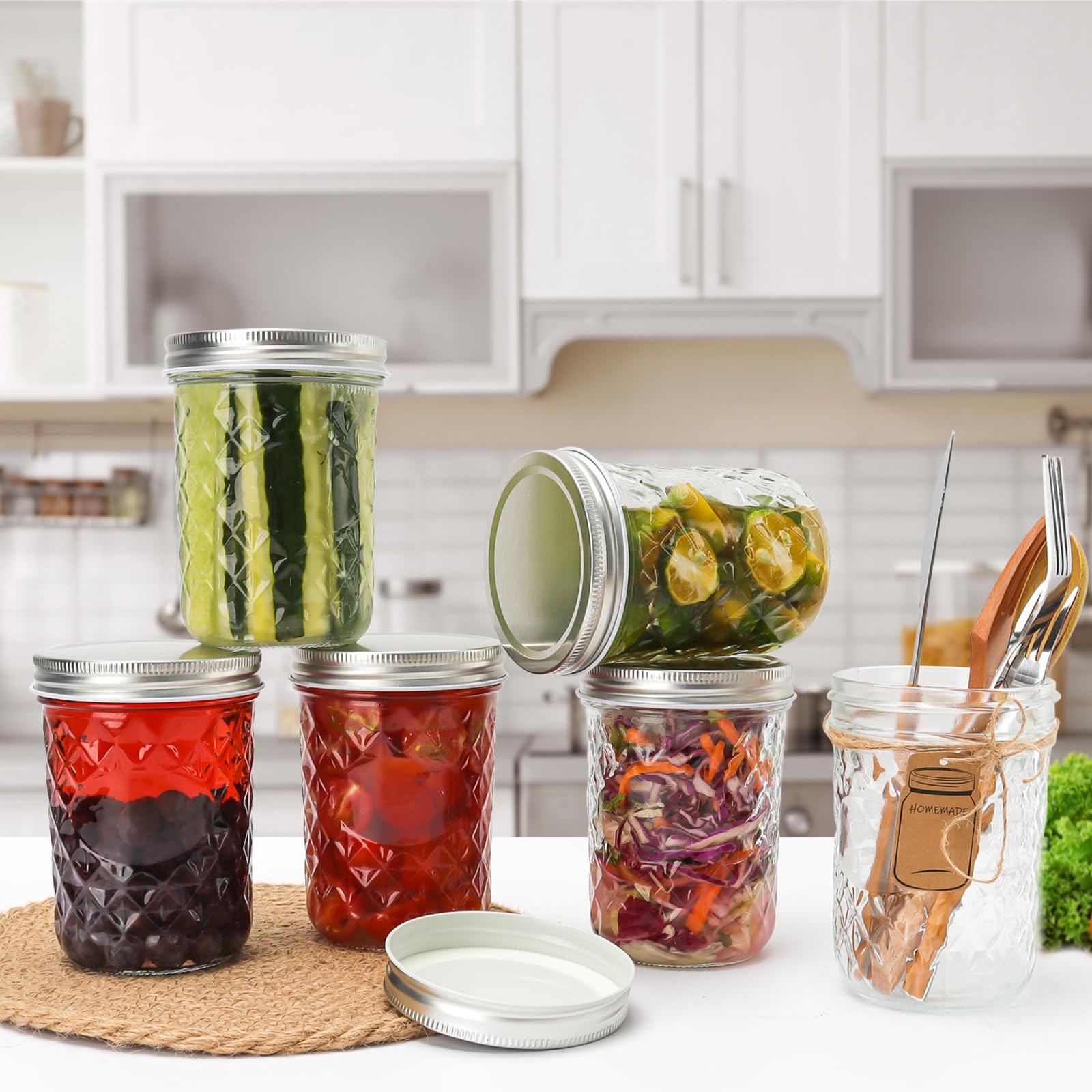 Eathtek Słoiki Mason o pojemności 480 ml, 15 szt., z hermetycznymi pokrywkami, idealne do sałatek, przygotowywania posiłków, wytrwałości, marynowania, dżemu, miodu