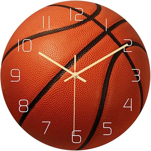 Garneck Reloj de pared deportivo para baloncesto, silencioso, decorativo, silencioso, para sala de estar, dormitorio, habitación de los niños