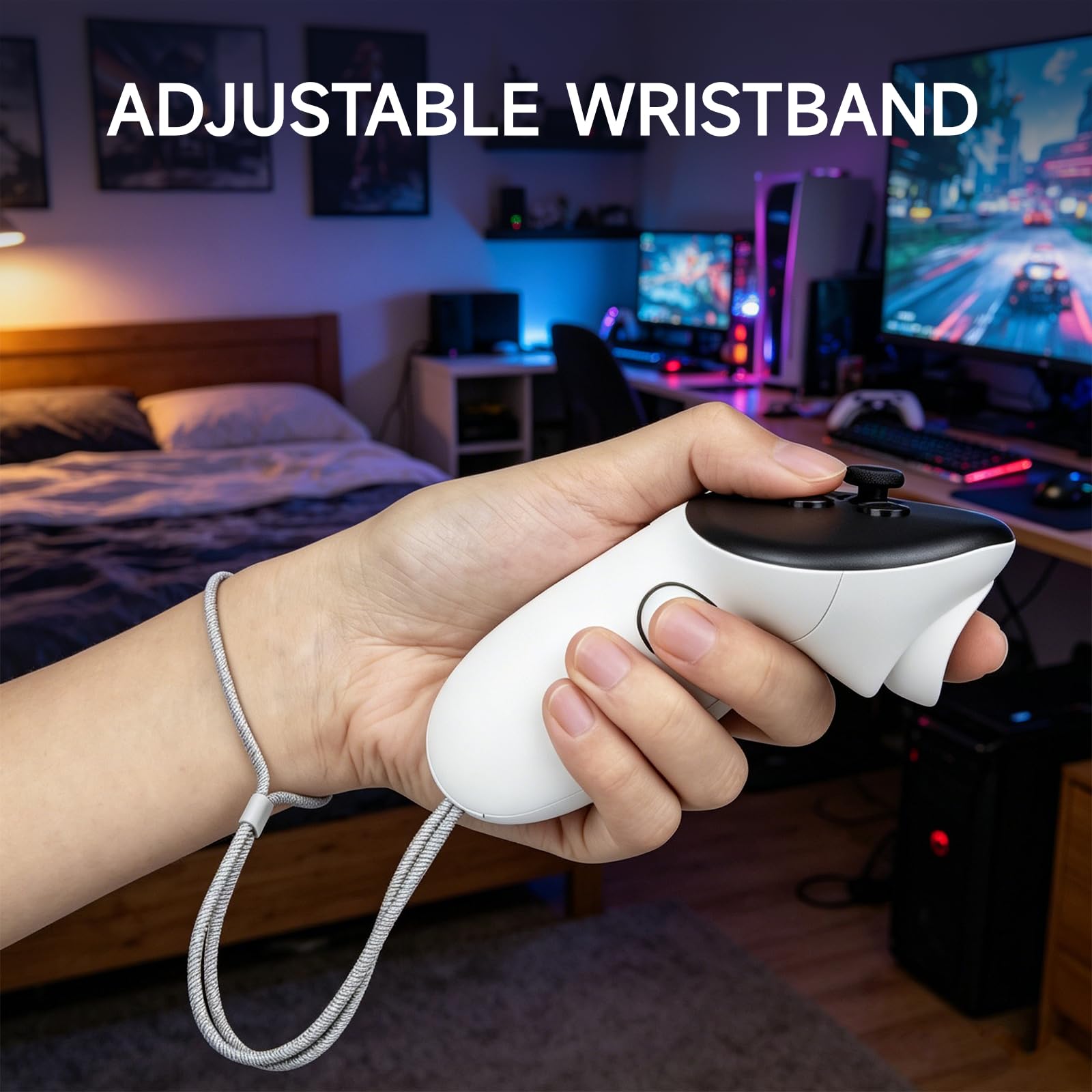 2Pcs Controller for Oculus Meta Quest 3/3s, Adjustable Controller Wrist Straps Compatible with Meta Quest 3, Soft and Comfortable, Easy Install — view 5