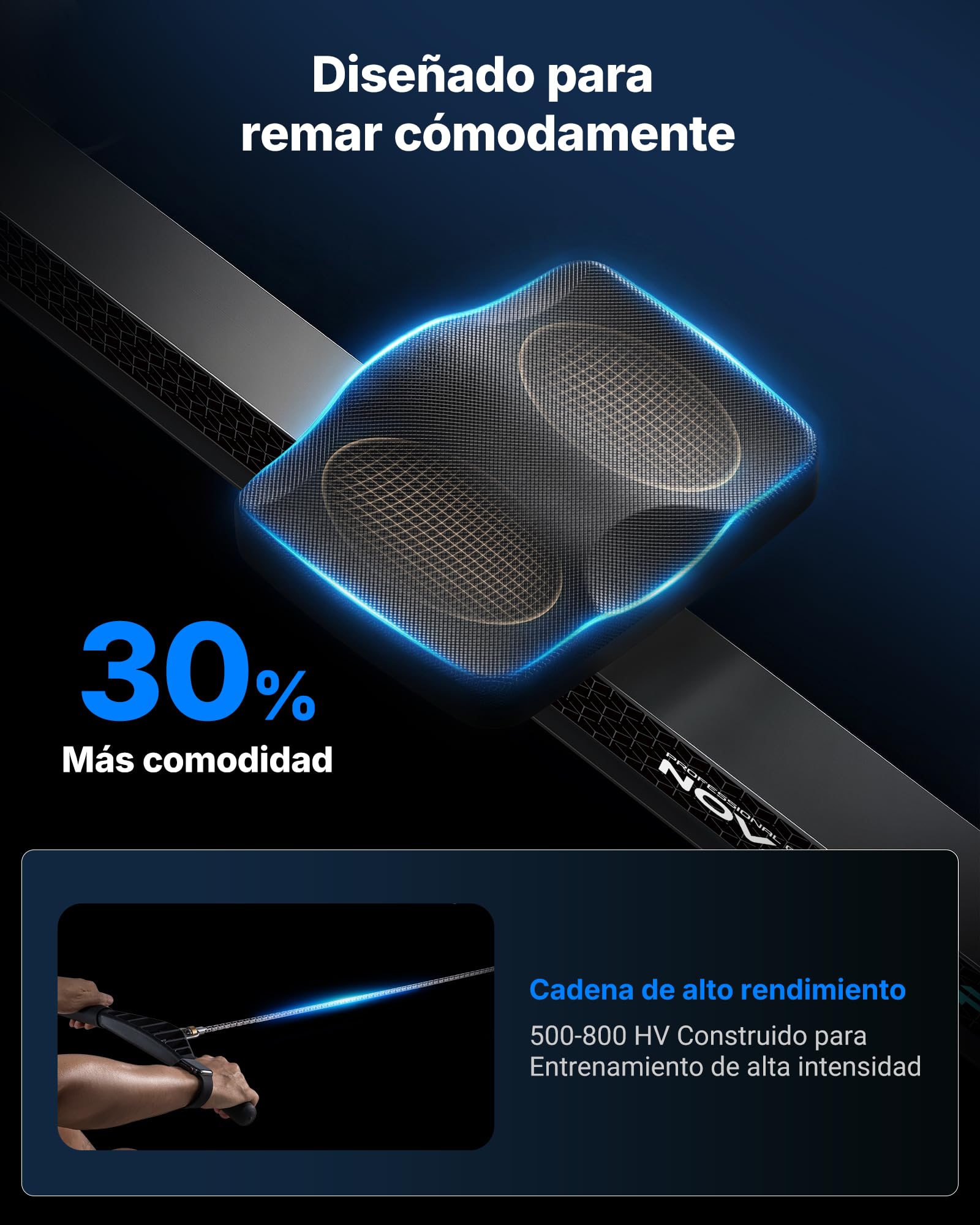 MERACH NovaRow R50 Pro Wioślarz z oporem powietrznym do domu | Monitor treningowy, Regulowany opór powietrza, Ergonomiczne siedzisko, Uchwyt na urządzenie, Łatwe przechowywanie