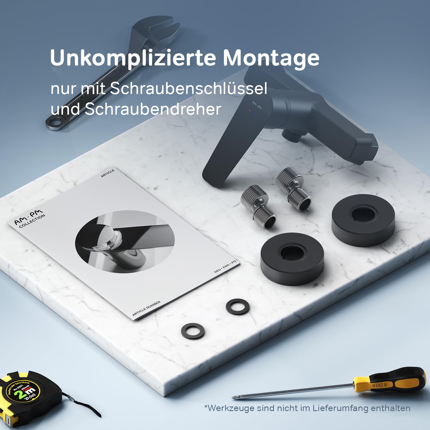 Duscharmatur Schwarz Matt Einhebelmischer, Mischbatterie Dusche, Badarmatur Einhand-Brausebatterie, Armatur Dusche für Badezimmer, Einhand-Brausearmatur, AM.PM Hit FTA20022