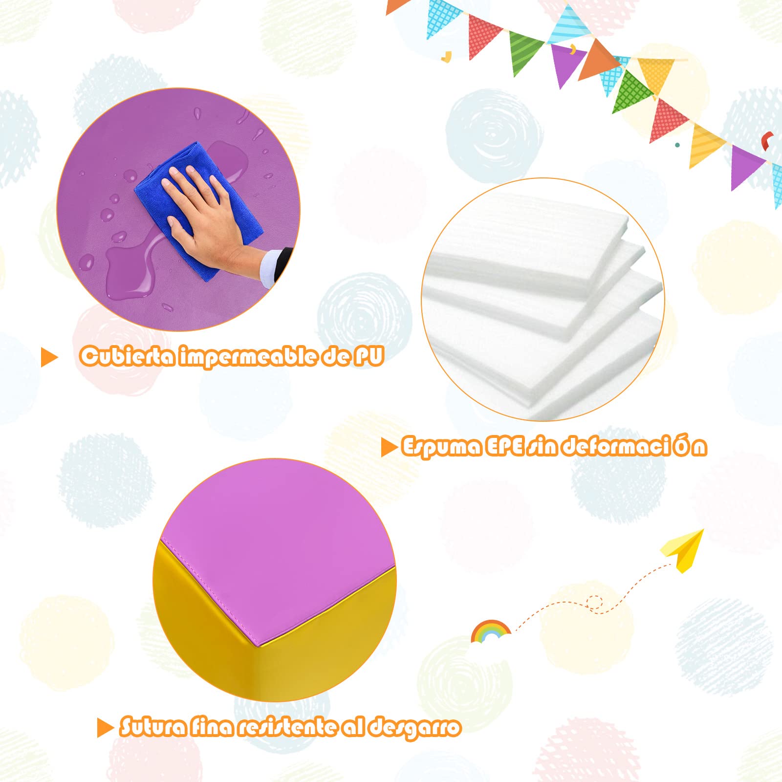 GOPLUS Juego de 5 Piezas Bloques de Espuma Grandes para Bebé, Conjunto de Juguetes Construcción de PP y EPE, Jueguetes Multicolores Educativos para Bebé de 6 Meses a 3 Años