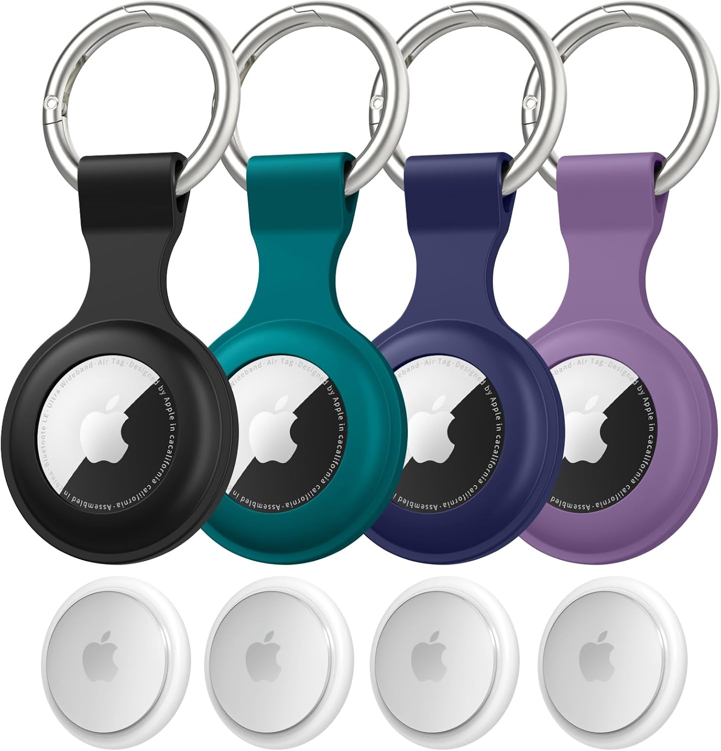 Product image of 4 Pack Airtag Case Holder for Apple Air Tag, Airtag Case with Anti-Lost Keychain, Silicone Protective Cover for Kids' Backpacks, Dog Collars, Luggage, Multi-Color Protective AirTag Accessories