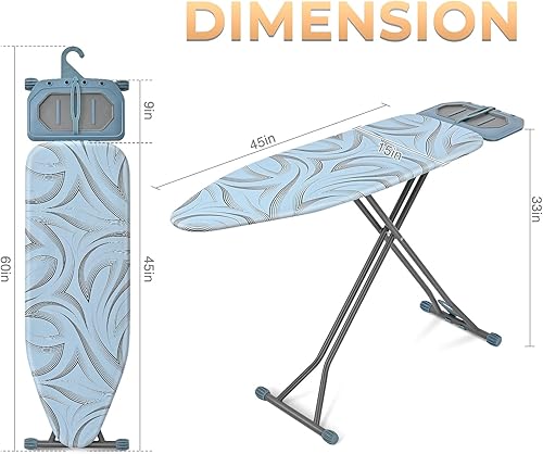 Miniatura 2 de KINGBOARD Tabla de planchar, tablero de hierro de panel de metal tamaño completo con soporte de hierro, tabla de hierro compacta con 7 alturas