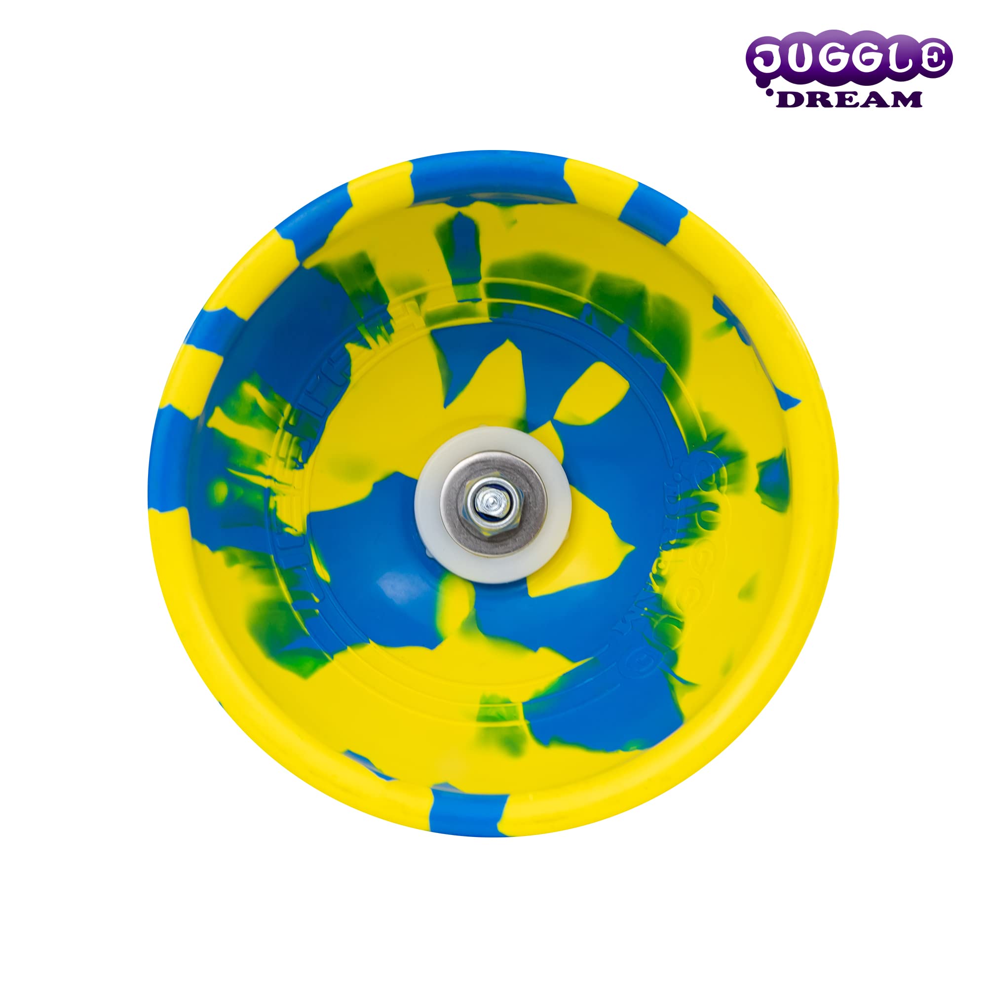 Juggle Dream Jester Diábolo Set para Malabares con Eje de Rodamientos, Palos de Madera y Vídeo de Aprendizaje (Azul/Amarillo)