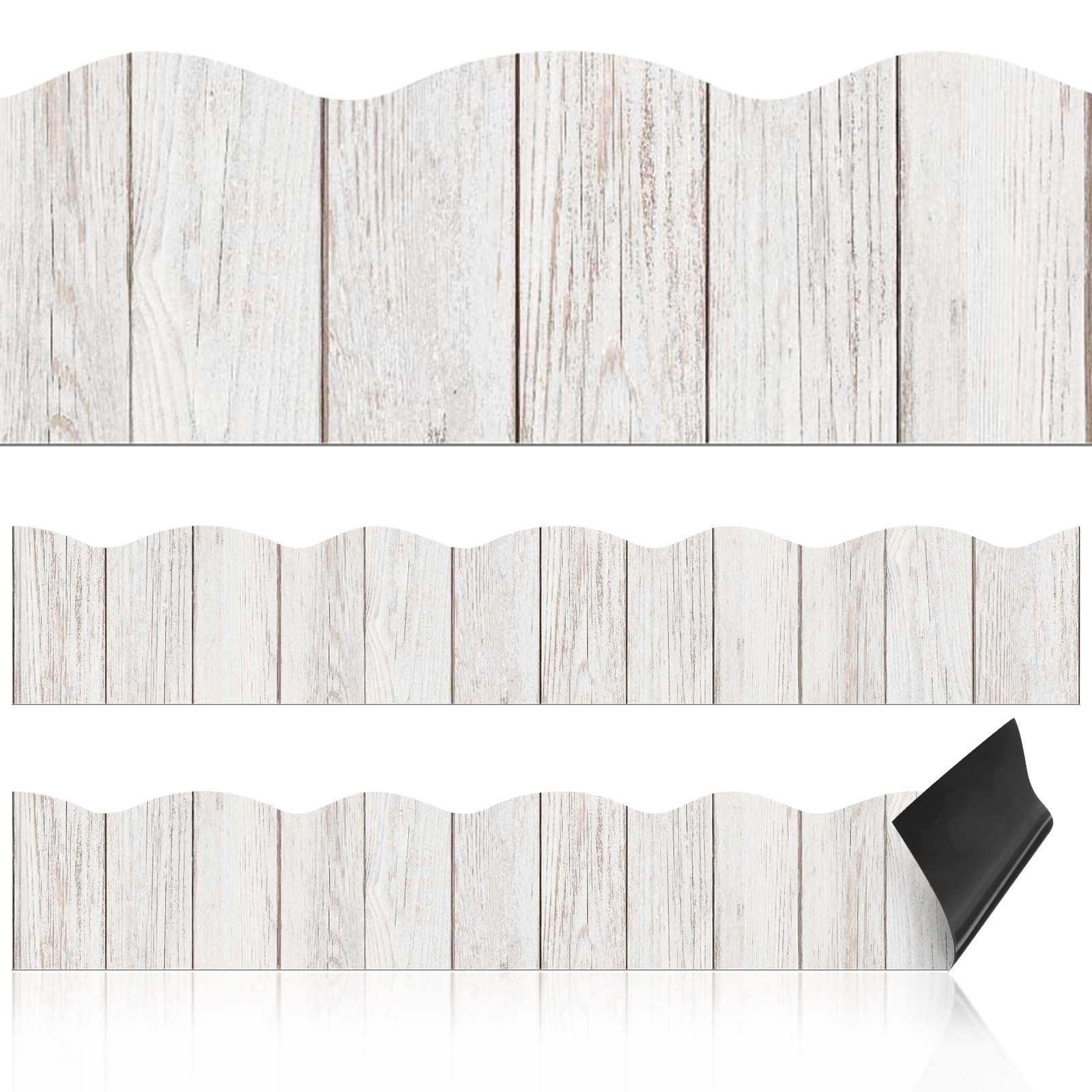 Capoda 24 Pcs Magnetic White Wood Classroom Bulletin Board Border Straight Border Trim Scalloped Magnetic Border Strips for Whiteboards Chalkboard Home Office School Decoration Teachers
