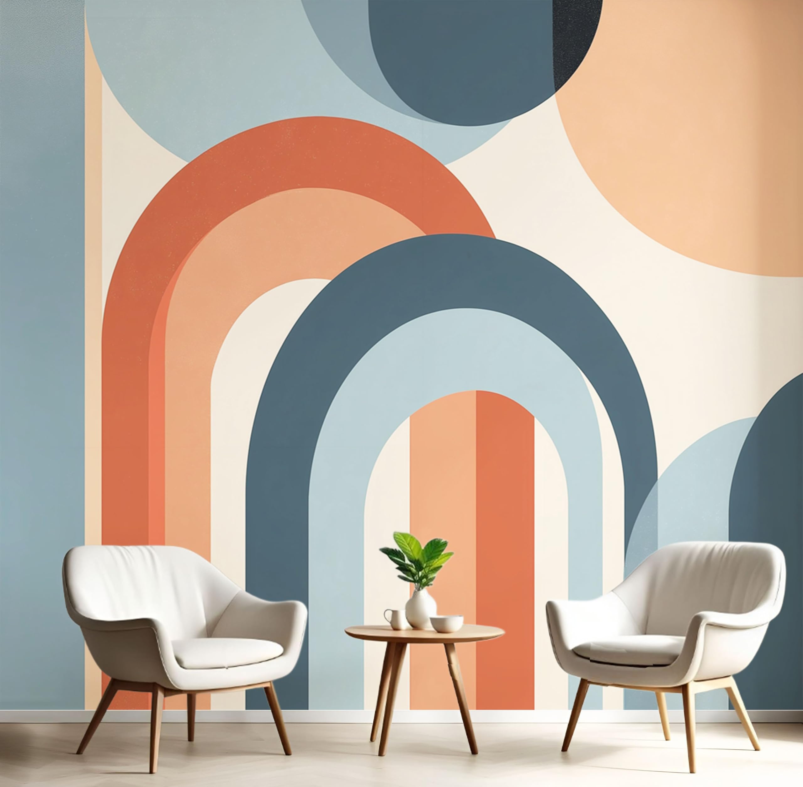 Papel tapiz de seda con ilustración medieval y geometría abstracta decorativa premium 150x105