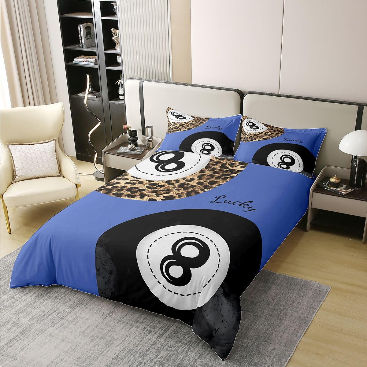 Homemissing Lucky 8 Ball FüR Kids Adults Baumwolle Bettwäsche Set 155x220cm