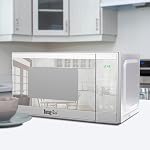 Total Chef Compact Countertop Microwave Oven, 900W, 0.9 Cubic Feet Capacity, Digital Touchscreen Controls, One-Touch Push-Button Opening, 6 Pre-Set Cooking Modes, Silver Stainless Steel