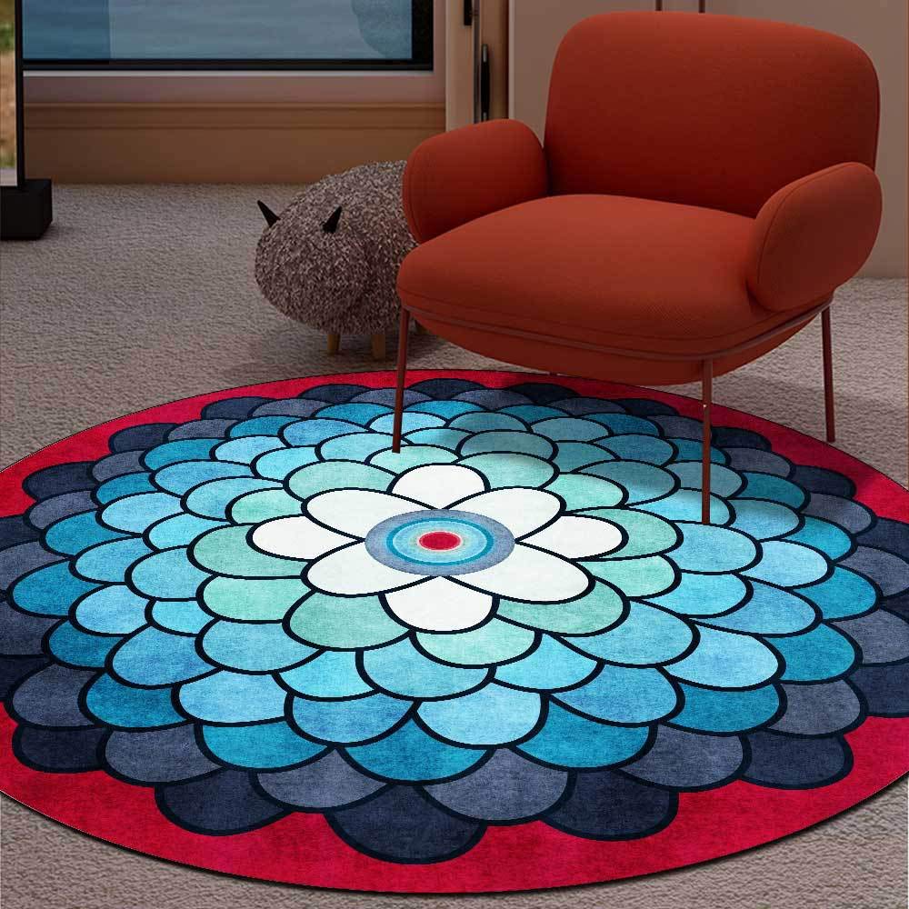 Tapis rond pour salon ø170cm géométrique lavable et résistant pour dessous de table