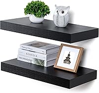 Vista 51 de Estantes flotantes de 12 pulgadas de profundidad, juego de 2 estantes flotantes marrones de 16 pulgadas, estantes rústicos de 16 pulgadas de ancho x